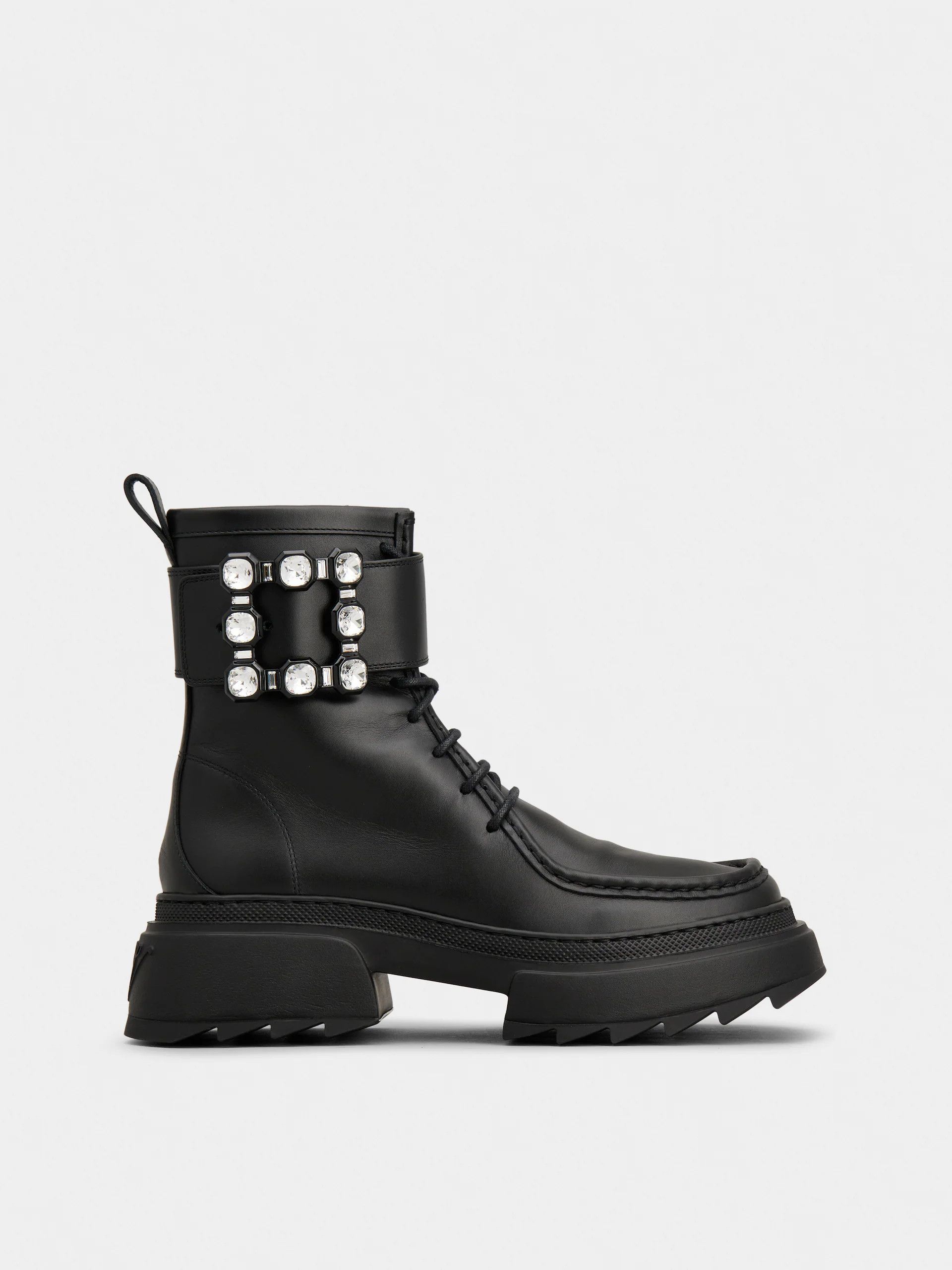 Roger Vivier o1s22i1n0824 Wallaviv Leather Ankle Boots in Black Size US 7 / IT 37 - 1 Thumbnail