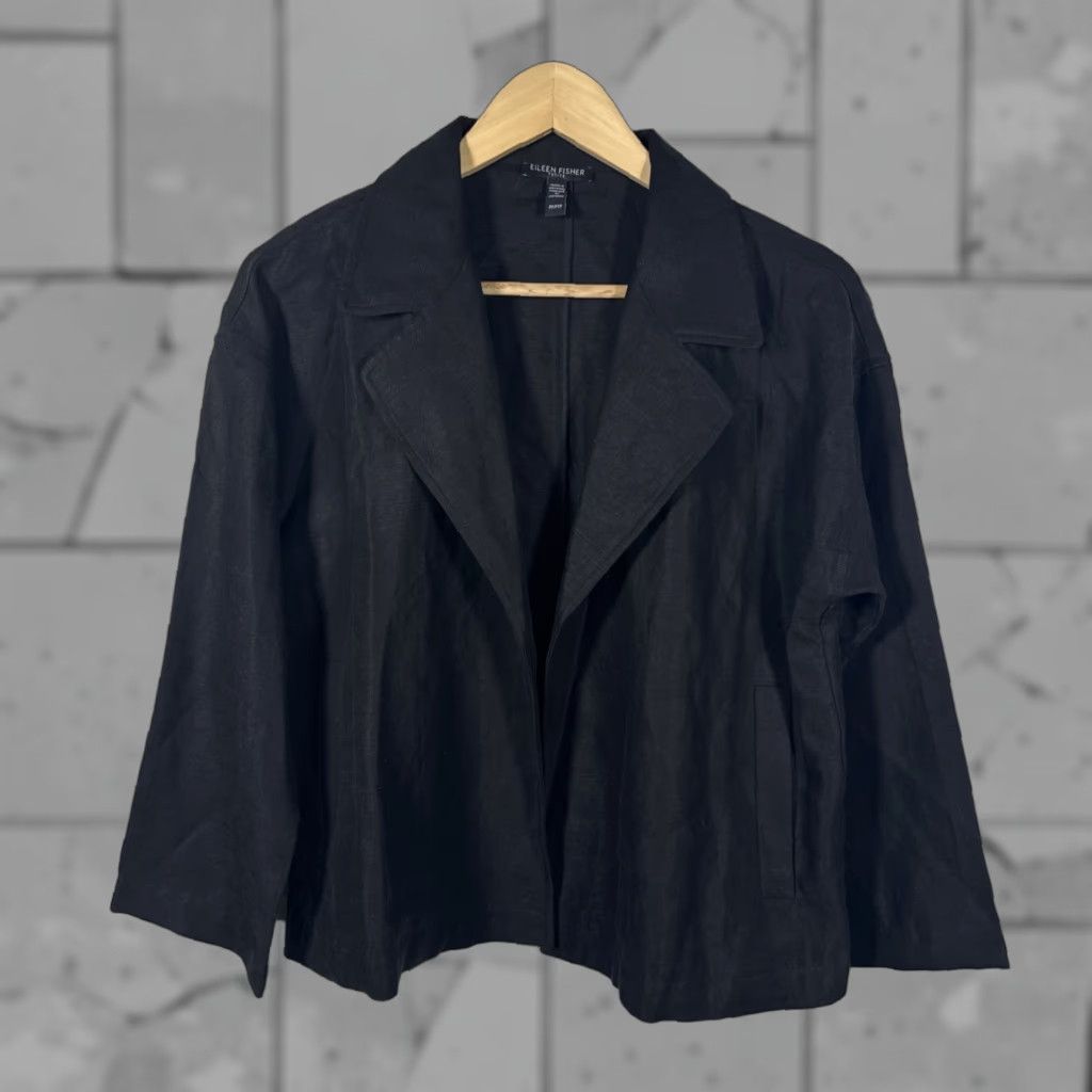 Eileen Fisher Eileen Fisher Blazer Coat Womens Black Linen Blend Size P Small Size S / US 4 / IT 40 - 1 Thumbnail