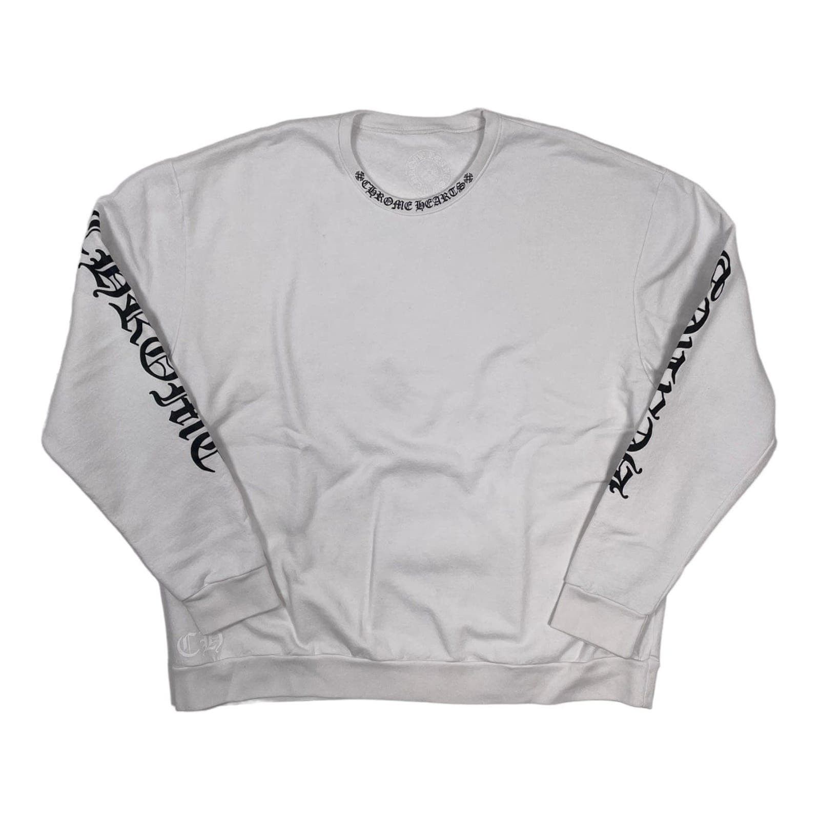 image of Chrome Hearts Neck Logo Crewneck Sweatshirt White Pre-Owned, Men's (Size Large)