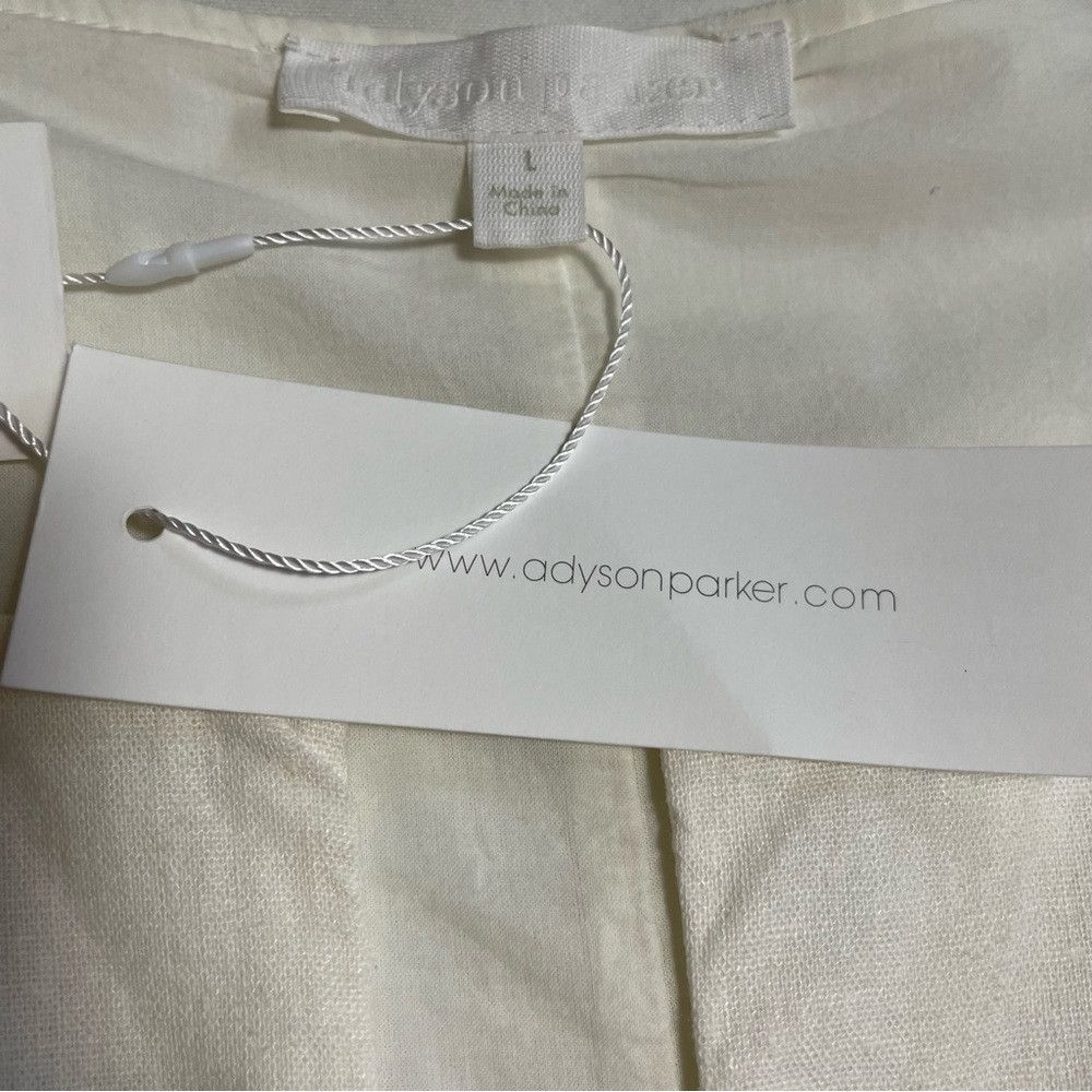 Other NWT New Adyson Parker White Split Neck Easy Tiered Linen Dr Size L / US 10 / IT 46 - 9 Thumbnail