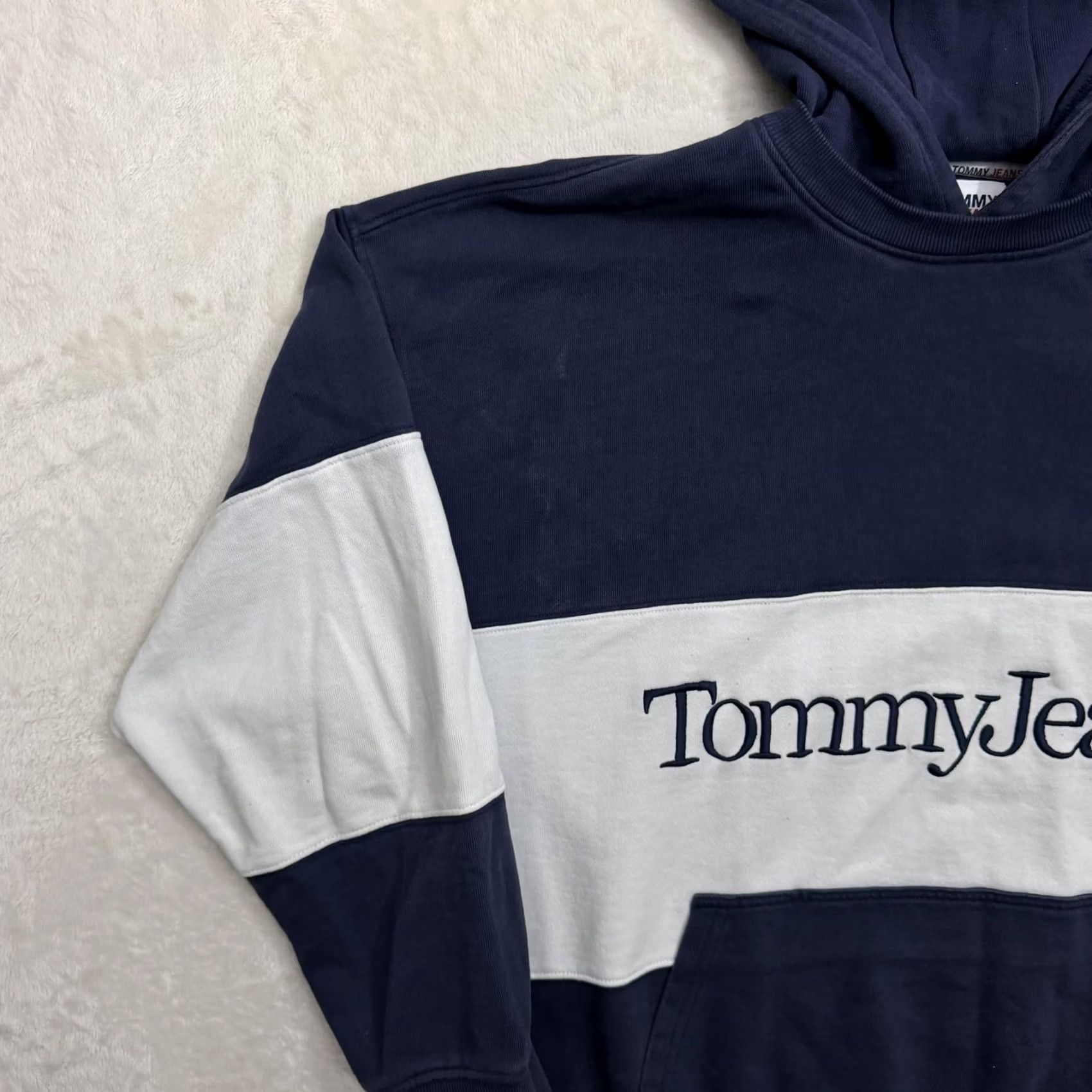 Tommy Hilfiger Tommy Hilfiger Hooded Sweater 2XL Blue Fleece Pullover Mens Crew Neck Logo Embroidered Pockets Size US XXL / EU 58 / 5 - 6 Thumbnail
