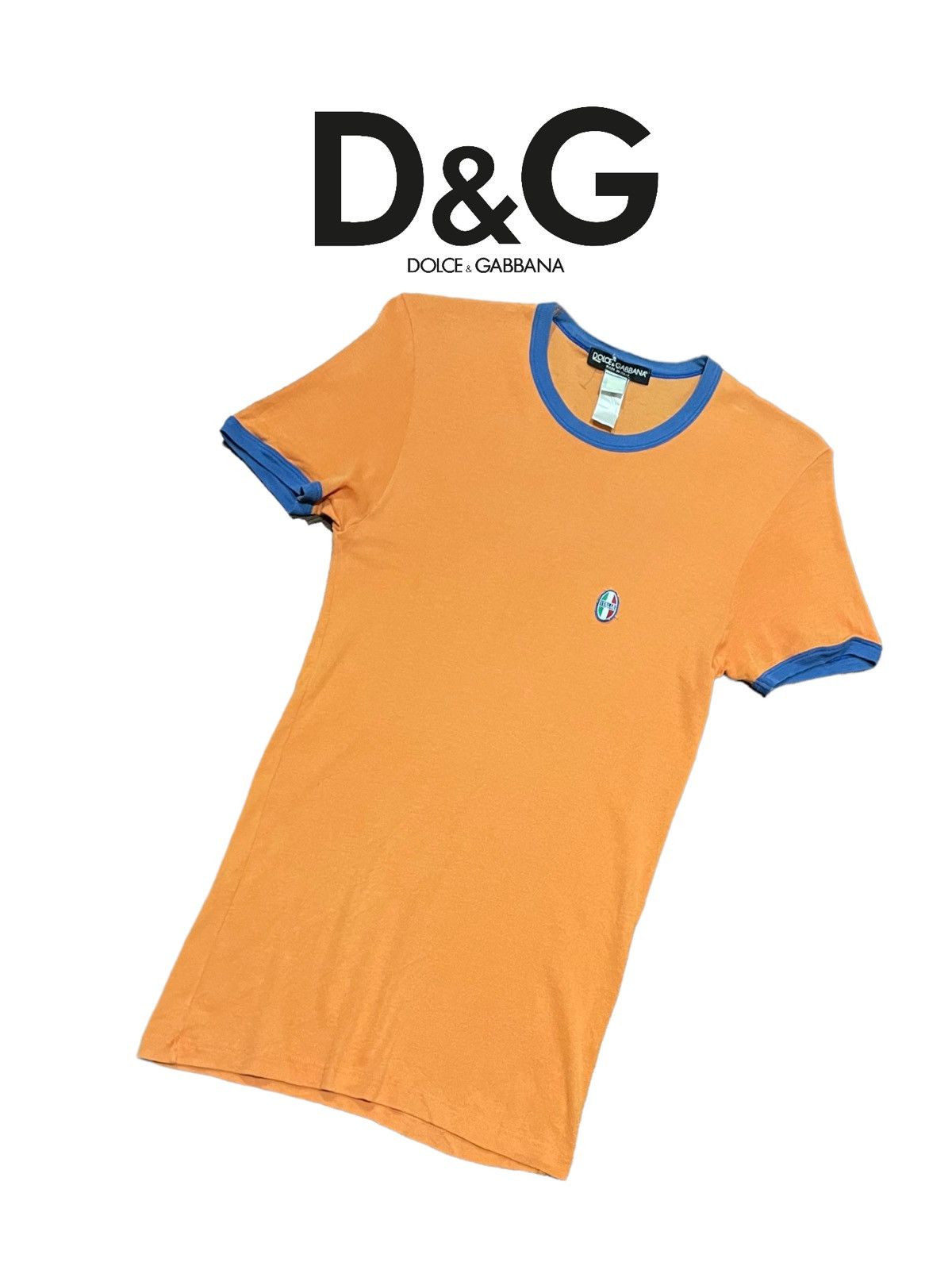 Dolce & Gabbana VTG '90s Dolce & Gabbana Italia Solarized Orange Ringer Tee Size S / US 4 / IT 40 - 17 Thumbnail