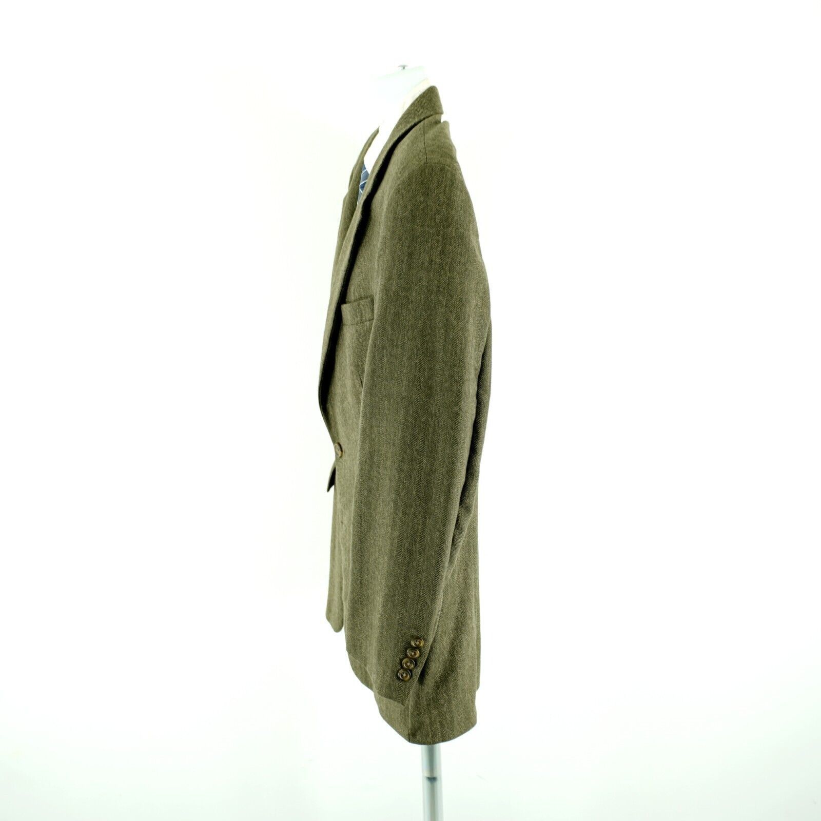 Chaps Chaps Ralph Lauren Green Herringbone 2 Button Sport Coat 40R Size 40R - 6 Thumbnail