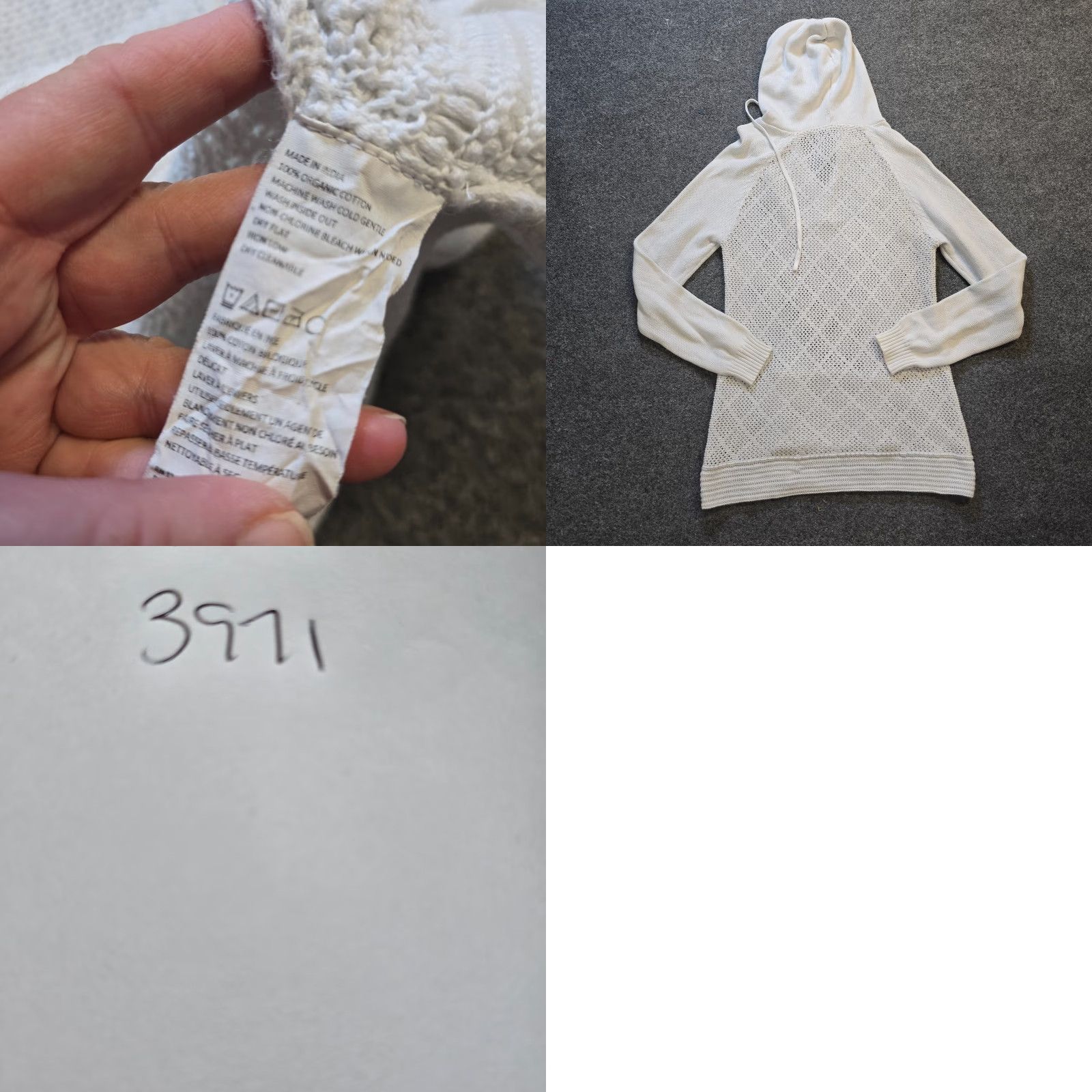 Prana Prana Sweater Women Size Medium White Hoodie Cotton Open Knit Long Sleeve Casual Pullover Winter Fall Spring Knitted Lightweight Womens Size M / US 6-8 / IT 42-44 - 8 Thumbnail