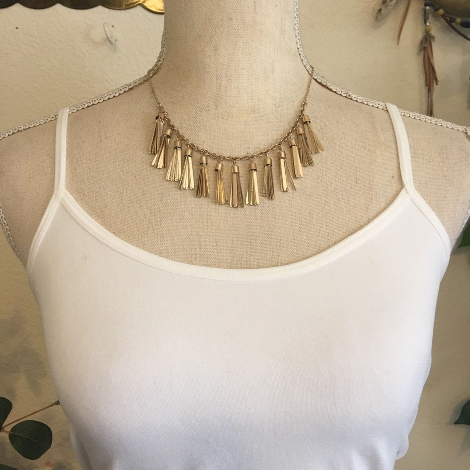 Jewelry Gold plated tassel fringe rolo chain necklace Size ONE SIZE - 3 Thumbnail