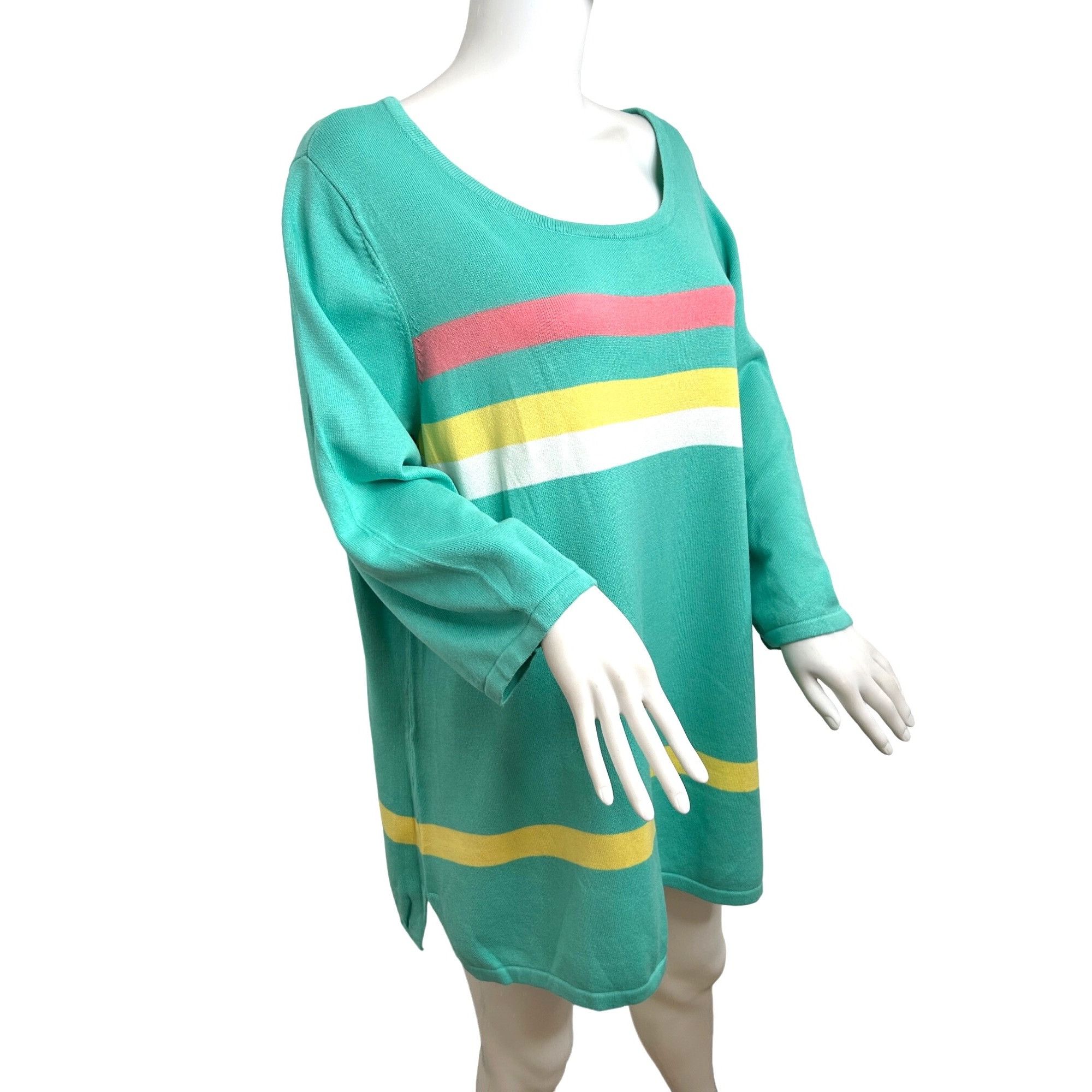 Other Belle Kim Gravel Tunic Top 1X Green Pink Yellow White Stripe Size XL / US 12-14 / IT 48-50 - 2 Thumbnail