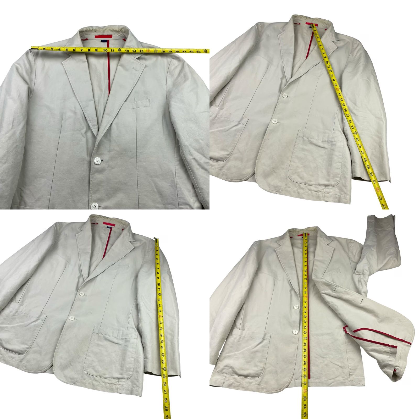 Cremieux Cremieux Blazer L Men Linen/Cotton Classic Fit Two-Button Light Khaki/Tan Beige 2-Button Front Notch Lapel Mens Size 42R - 8 Thumbnail