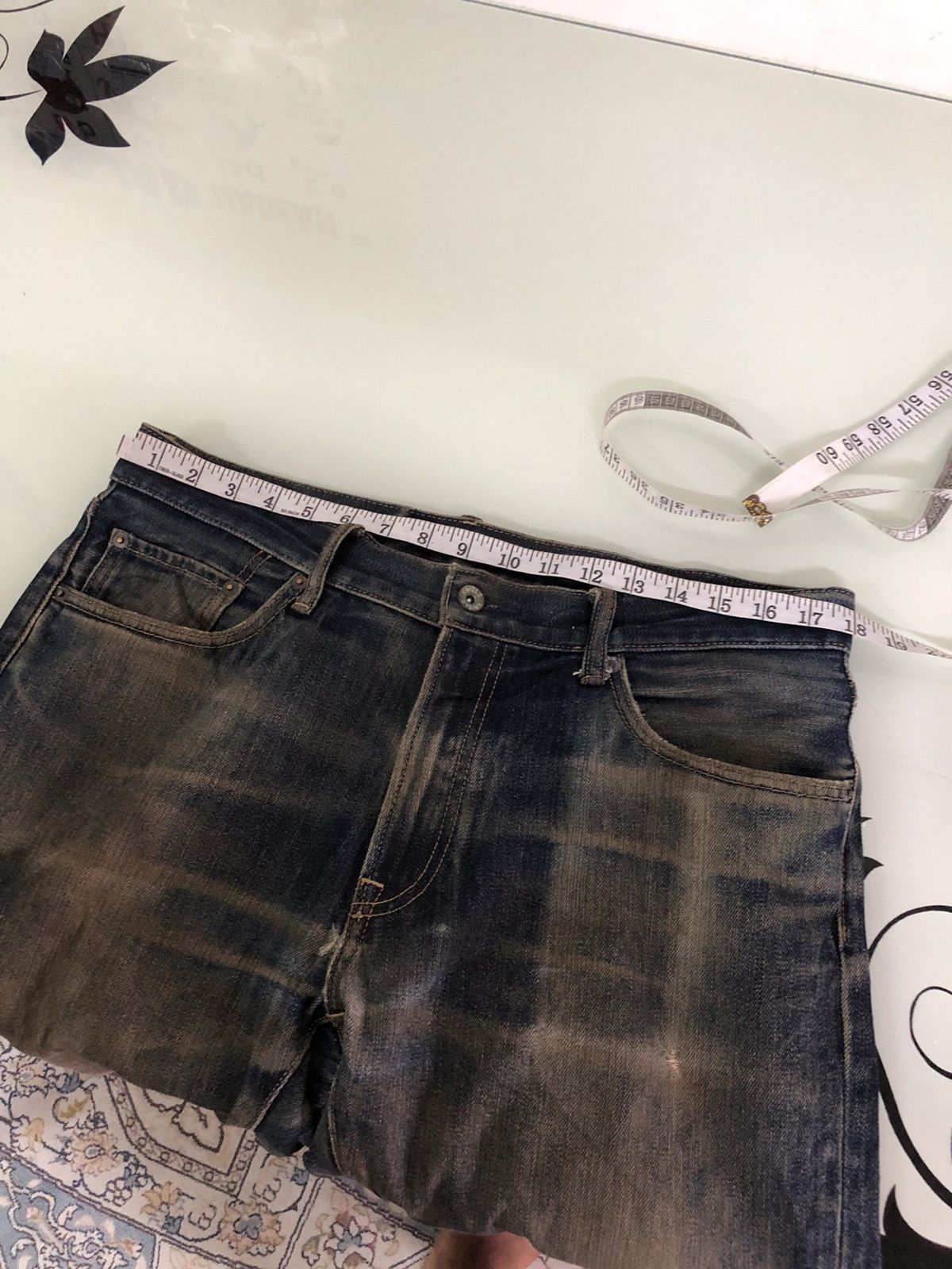 Uniqlo Uniqlo Flare Distressed Kaihara Denim Wax Jeans Straight Cut Size US 35 - 19 Thumbnail
