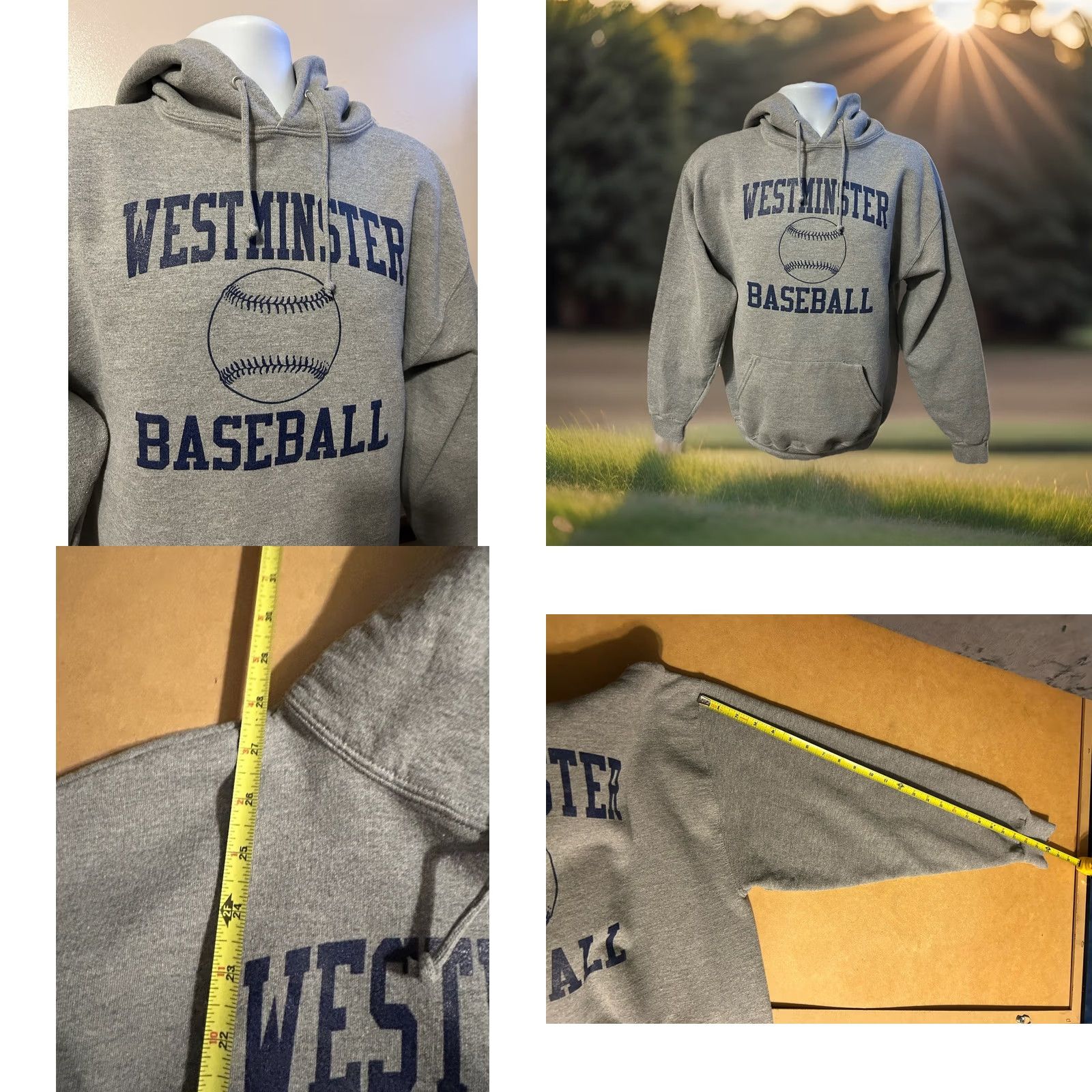 Jerzees VTG Westminster College Baseball Hoodie Men Large Gray Jerzees Super Sweats Pullover Hooded Logo Graphic Print Tas Navy? Size US L / EU 52-54 / 3 - 8 Thumbnail