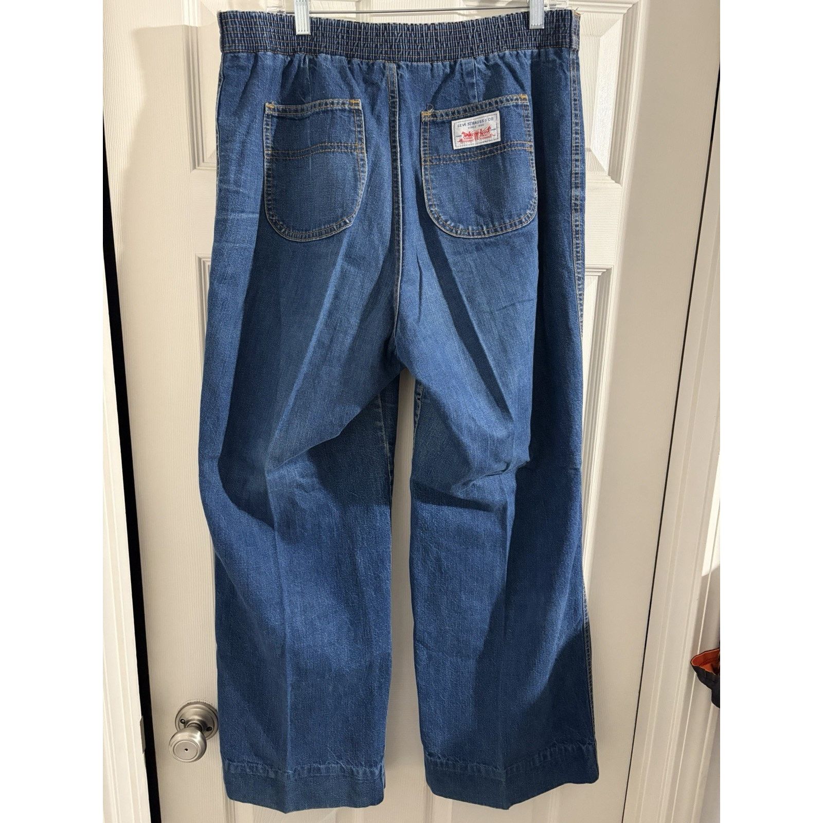 Levi's Vtg Levis Wide Leg Elastic Waist Round Pockets 70s 34x30.5 Size 34" / US 12 / IT 48 - 5 Thumbnail