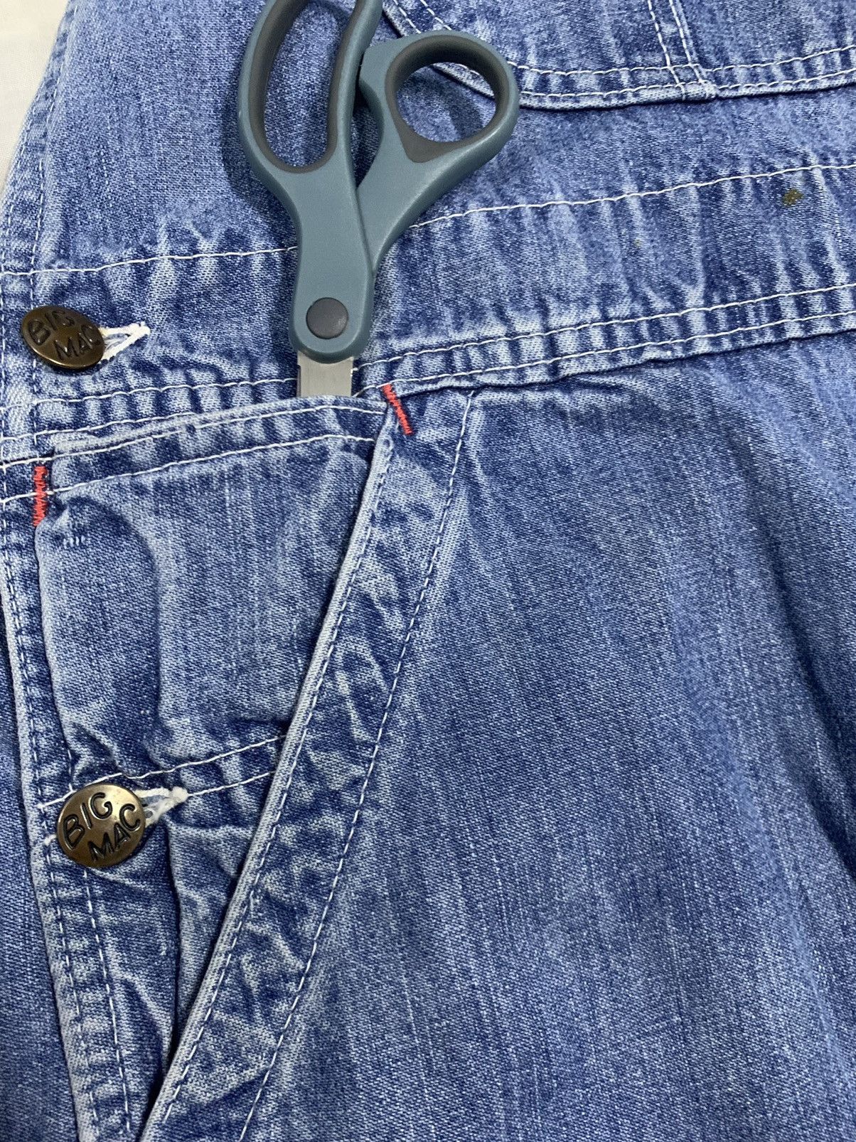 Big Mac Vintage 70s Big Mac Classic Baggy Carpenter Denim Overalls Size US 37 - 10 Thumbnail