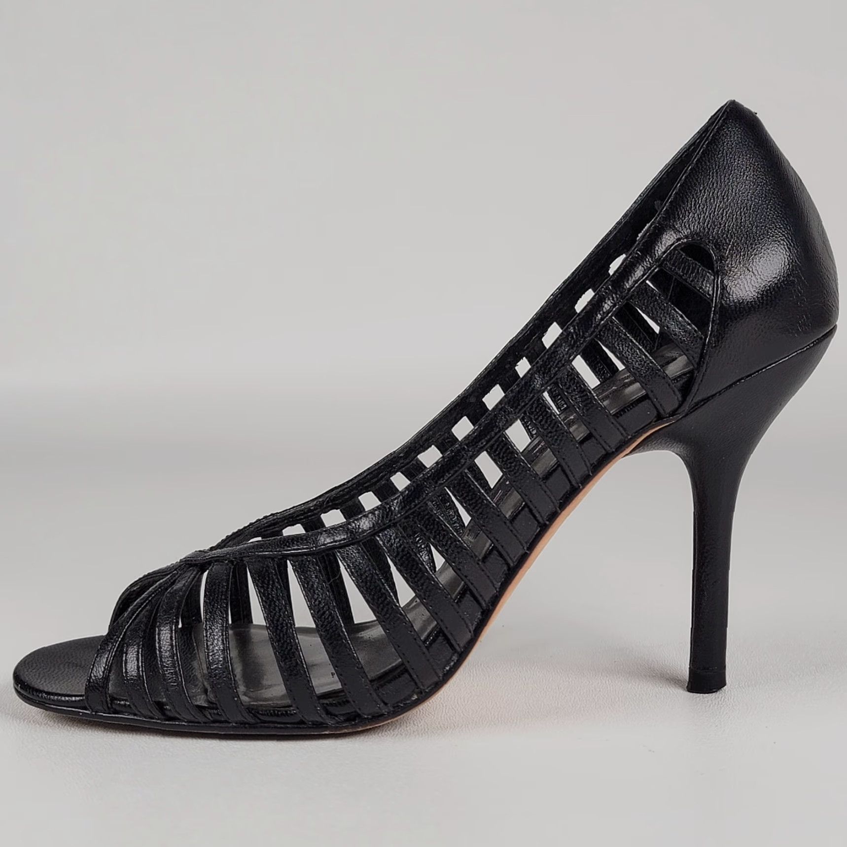 Vintage Steven Black Leather Open Toe Strappy Heels Women's Size 6 M Size US 6 / IT 36 - 7 Thumbnail