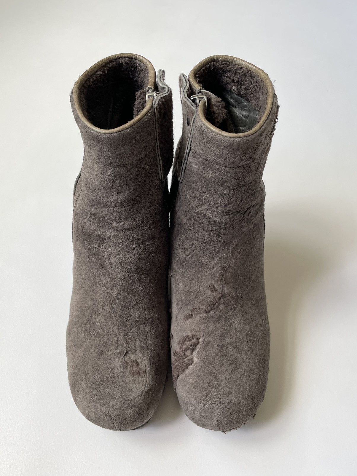 Rick Owens Distressed Shearling Biker Boots Size US 7 / IT 37 - 10 Thumbnail