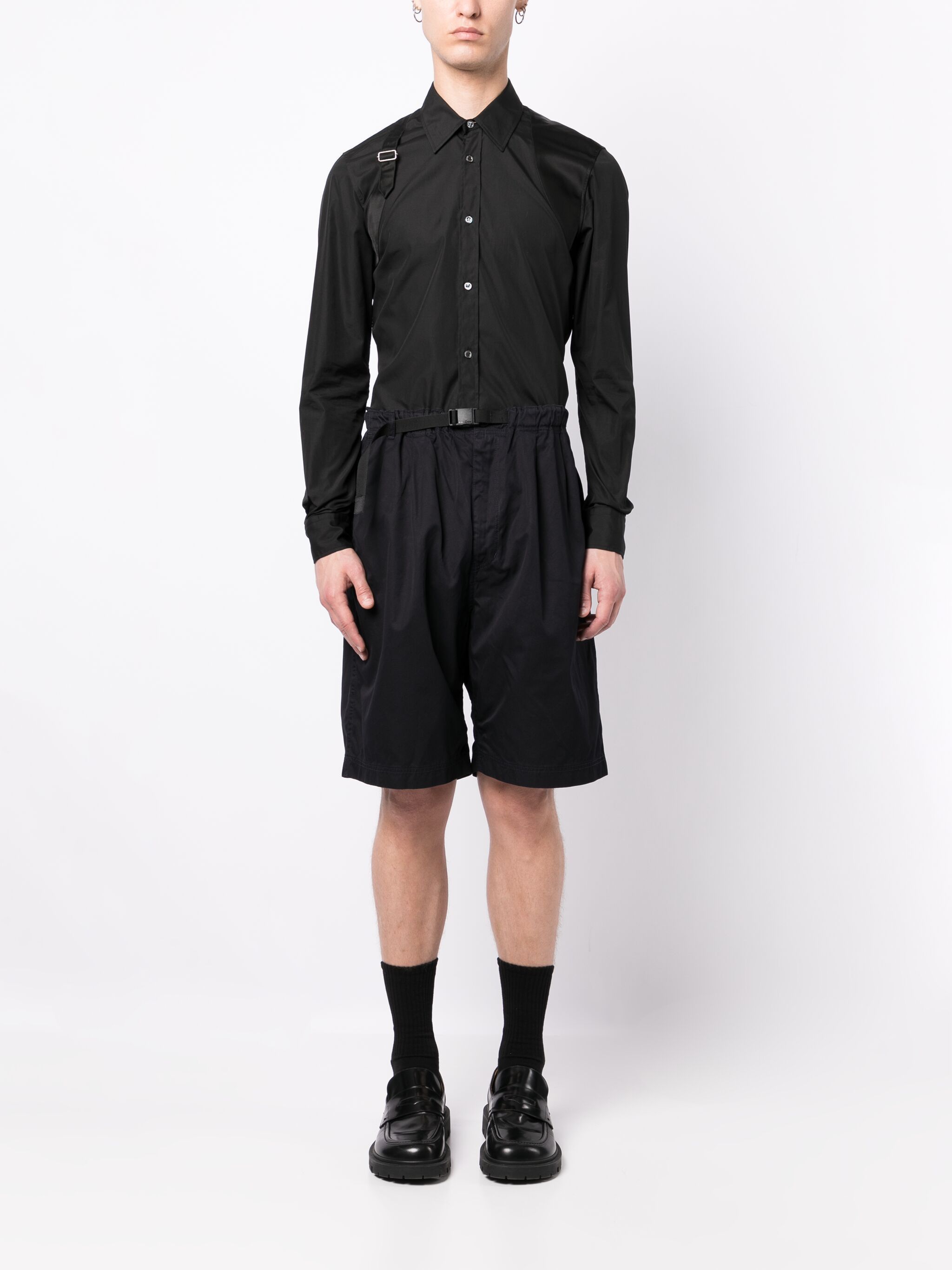 Comme des Garcons Homme o1mle1024 Belted Shorts in Black Size US 30 / EU 46 - 2 Thumbnail