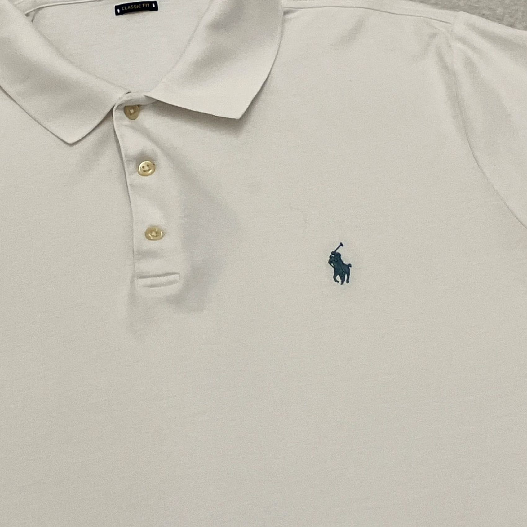 Polo Ralph Lauren Polo Ralph Lauren Polo Shirt Mens Large White Classic Fit Short Sleeve Cotton Size US L / EU 52-54 / 3 - 2 Thumbnail