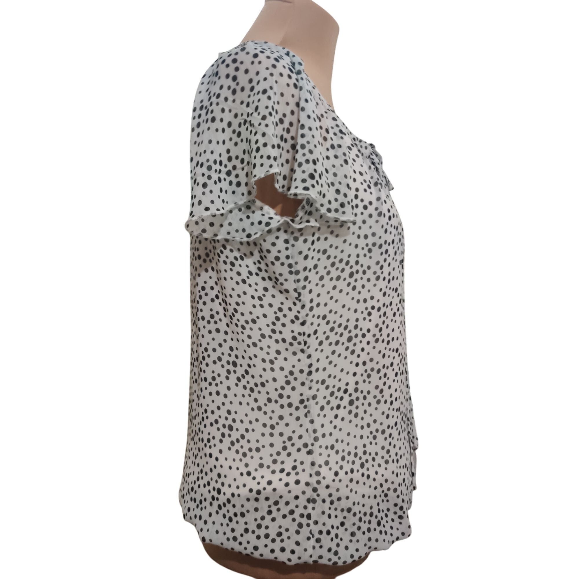 Other Sara Michelle Womens Blouse Polka Dot Flutter Sleeve Tie Nec Size S / US 4 / IT 40 - 3 Thumbnail