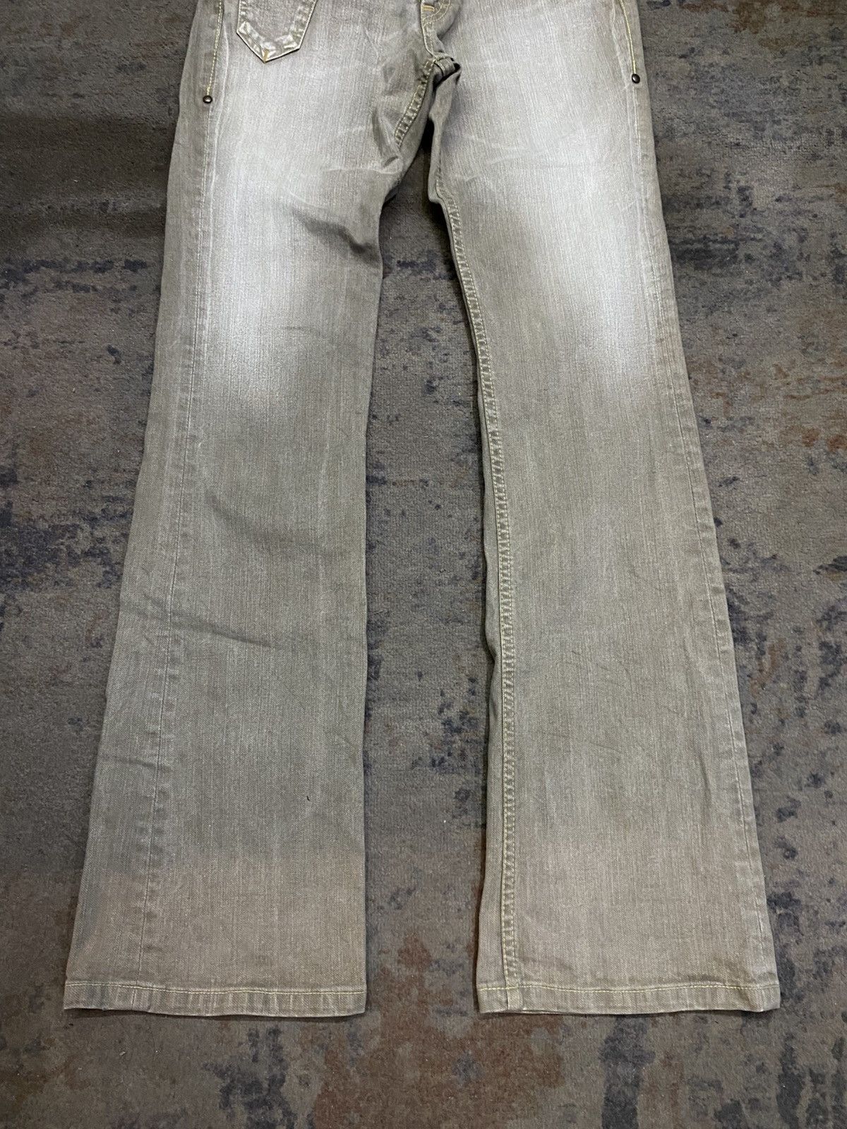 2000s kuko yous satisfait stone wash flared denim pants