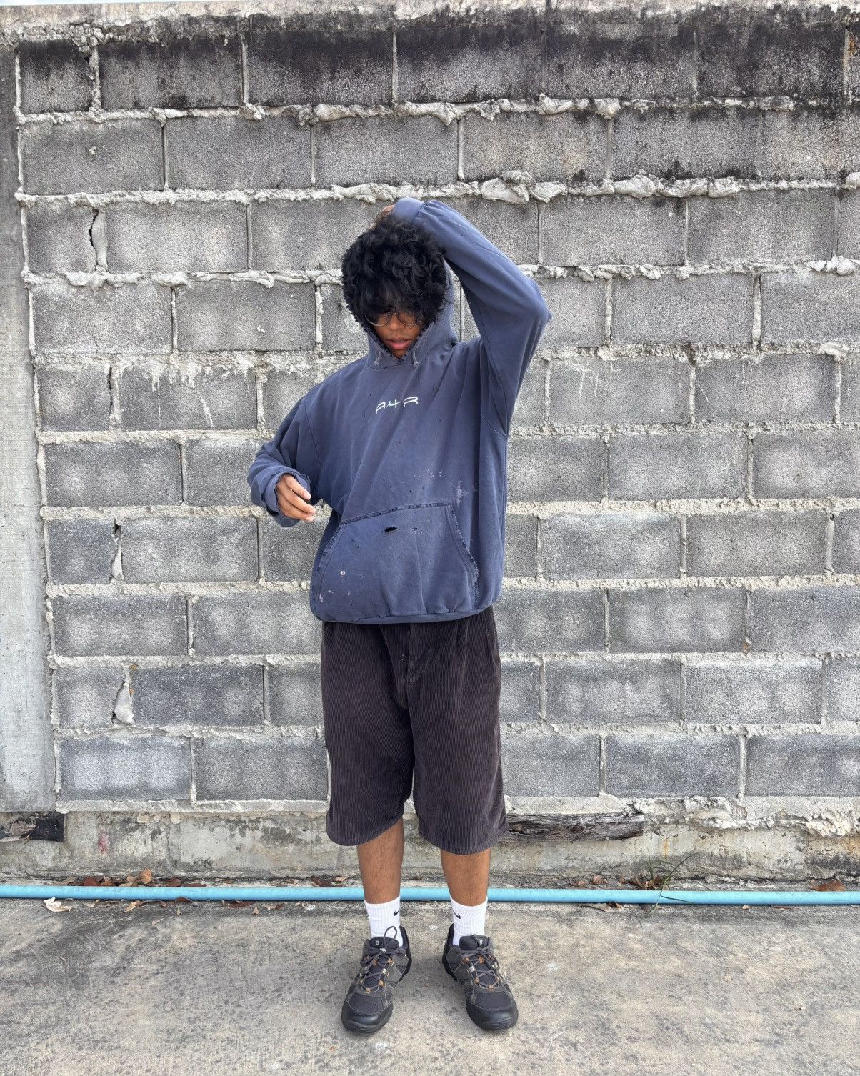 Nike Distressed Faded Nike Air Center Swoosh Hoodie Thrashed Size US L / EU 52-54 / 3 - 7 Thumbnail