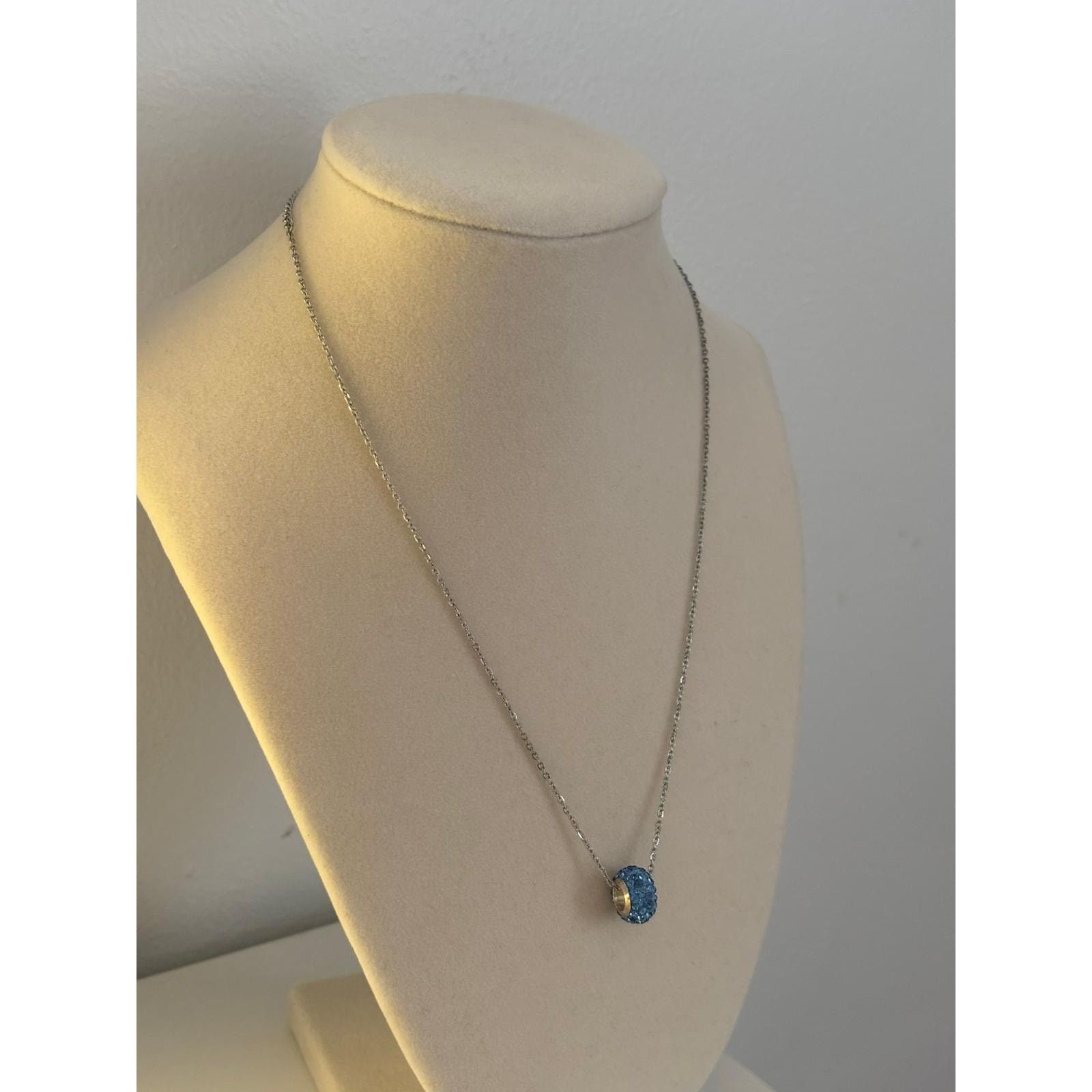 Other Blue Crystal Charm Necklace Silver Chain Dainty Size ONE SIZE - 3 Thumbnail