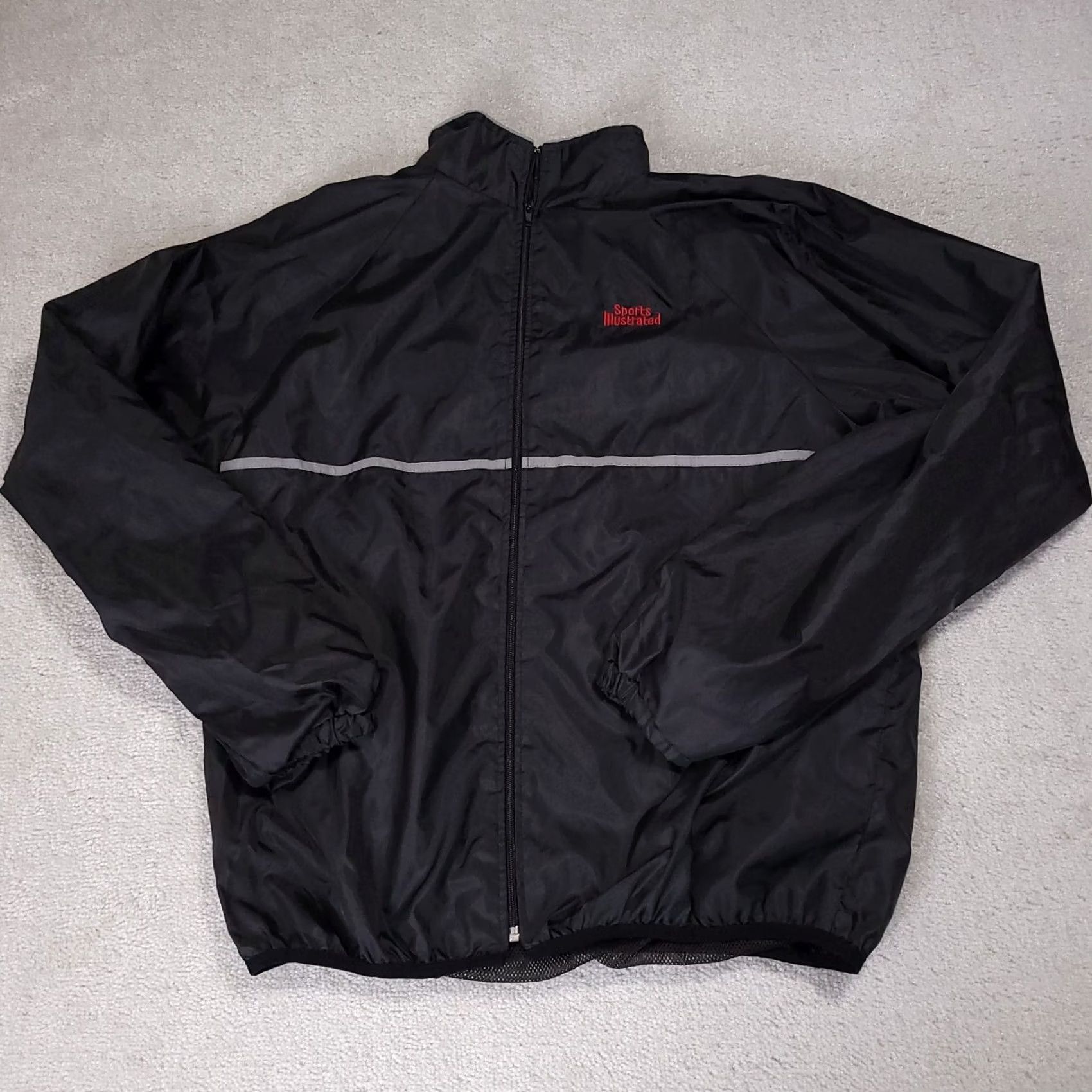 Vintage Sports Illustrated Jacket Full Zip Windbreaker Light Coat Mens XL Black Windbreaker Jacket Logo Embroidered Athletic 90s Style Casual Mens XL Black Size US XL / EU 56 / 4 - 2 Thumbnail