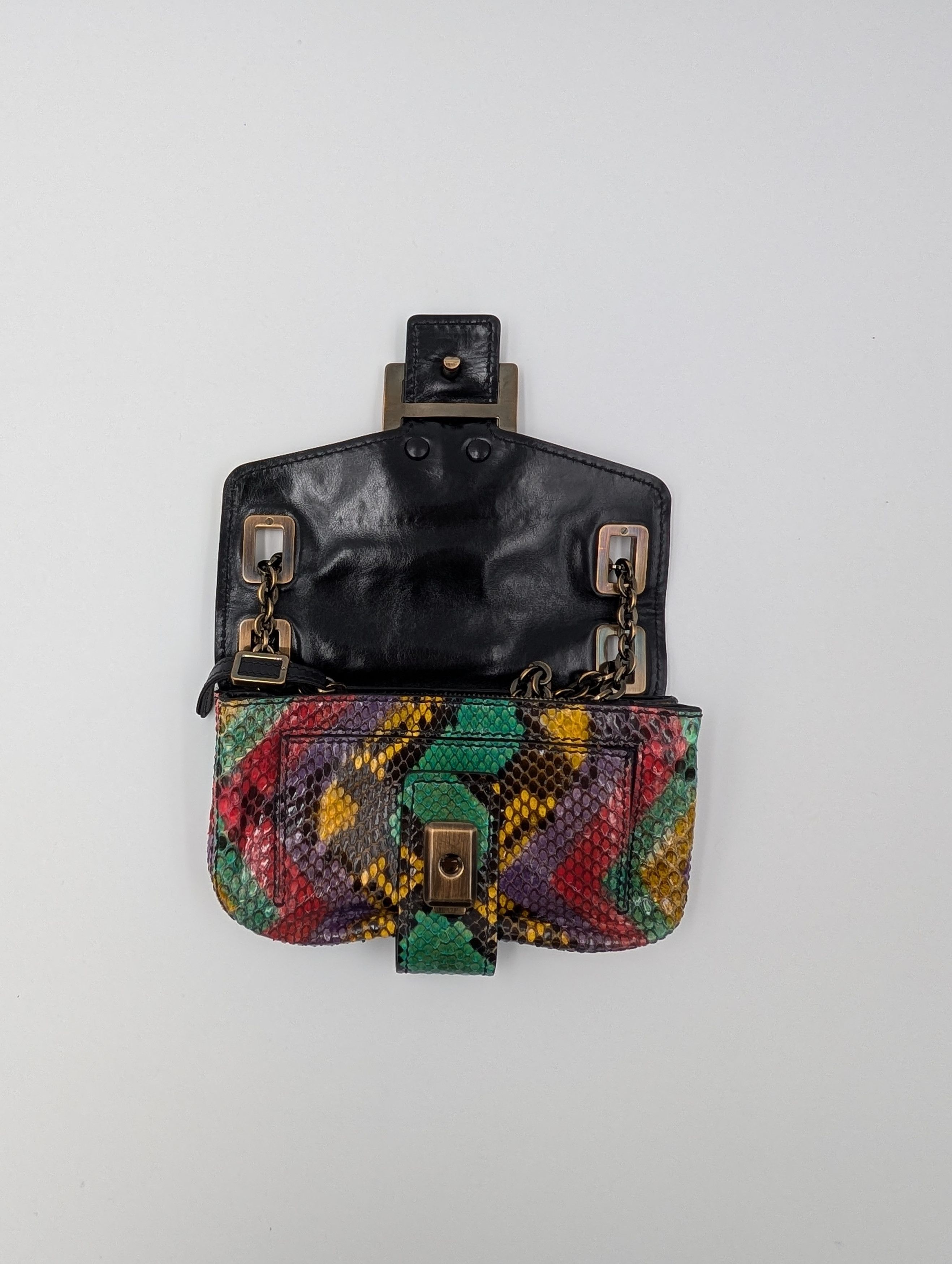 Roger Vivier Multicolor Snakeskin Metro Handbag Size ONE SIZE - 3 Thumbnail