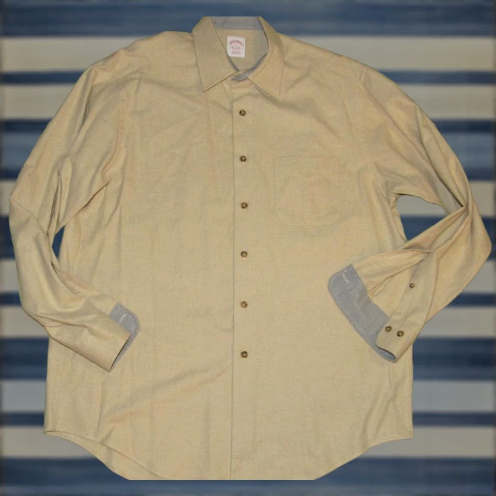 Brooks Brothers BROOKS BROTHERS Tan Long Sleeve Flannel Button Down Shirt Made In USA Large Size US L / EU 52-54 / 3 - 1 Thumbnail
