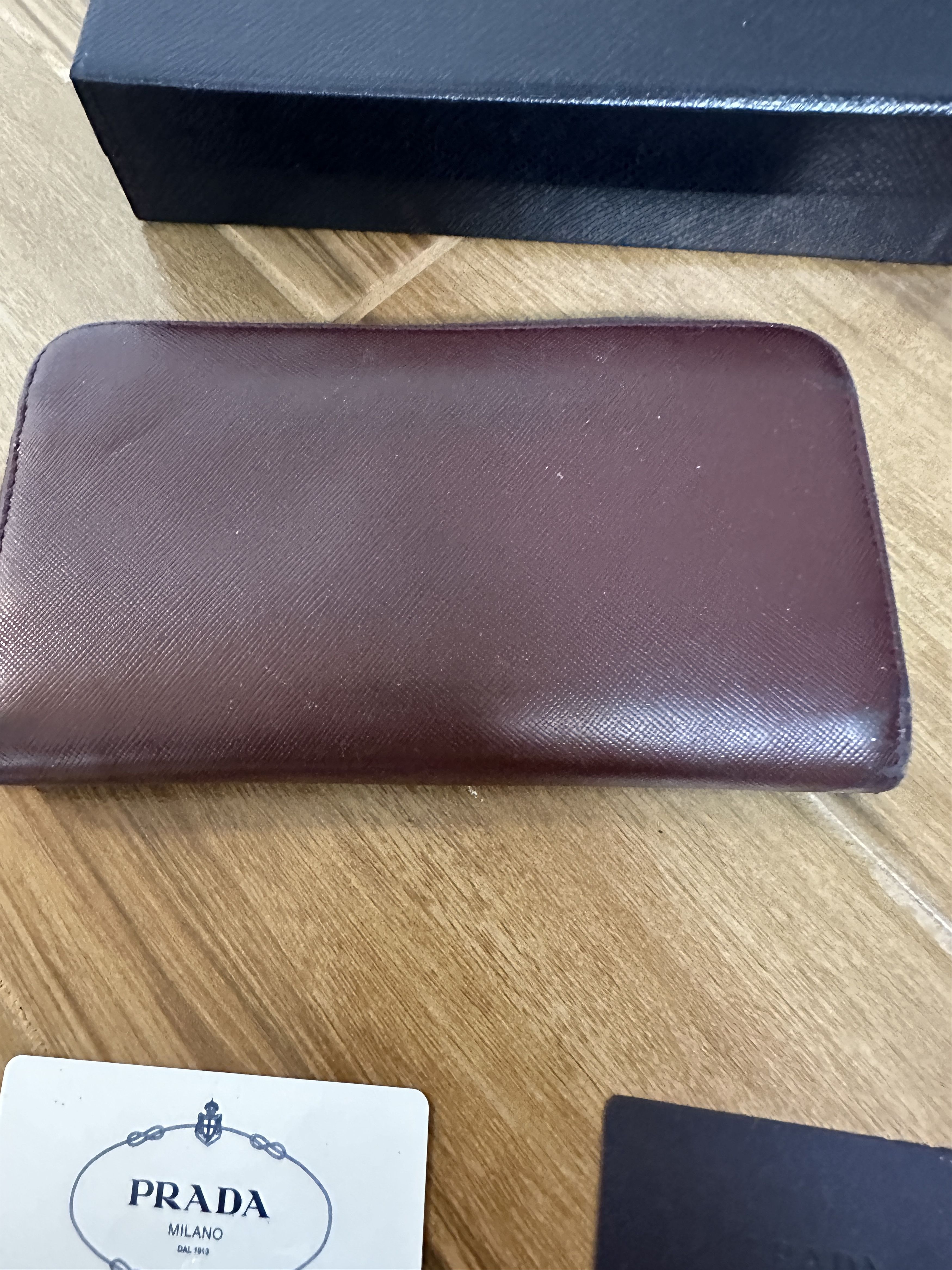 Prada Prada Saffiano Women' Metal Granato Leather zip Long Wallet Size ONE SIZE - 4 Thumbnail