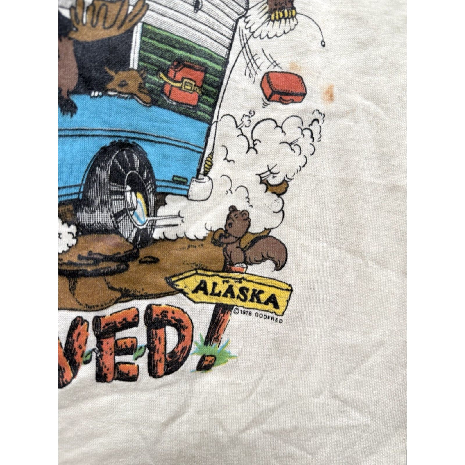 Vintage VINTAGE Alaskan Highway Graphic Cotton Tee Shirt M White 70s Mens T-Shirt 70s Theme Size US M / EU 48-50 / 2 - 4 Thumbnail