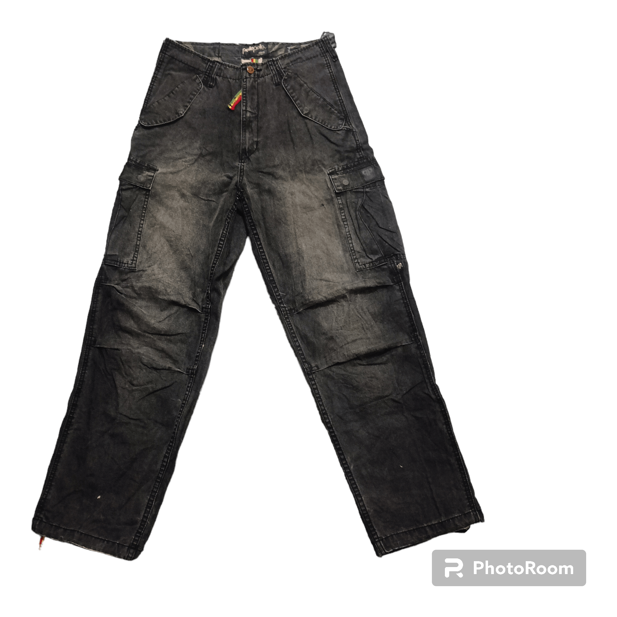 image of Avant Garde x If Six Was Nine Distressed Pelle Pelle Cargo Tactical Bondage Pants in Black (Size 30