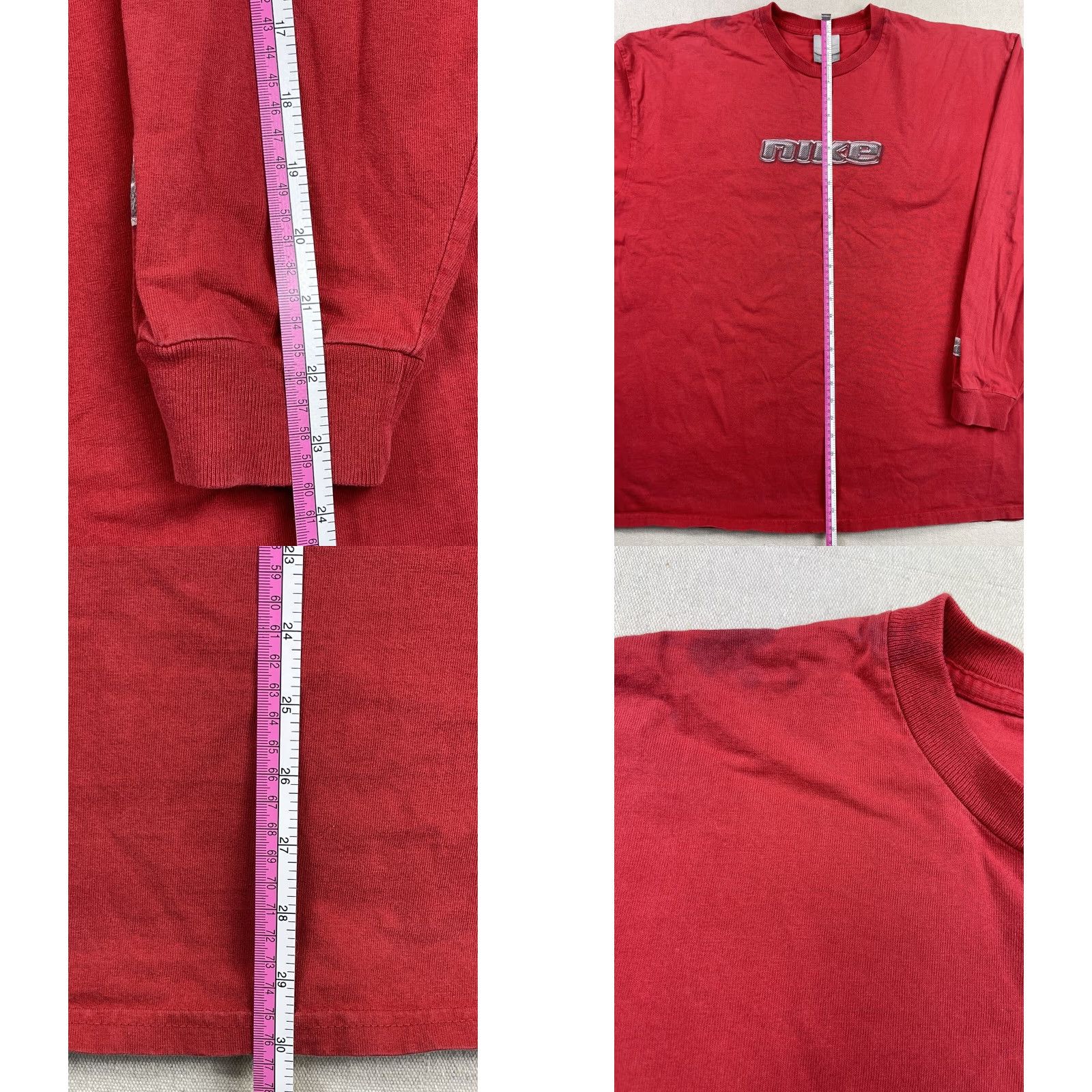 Nike VINTAGE Nike T-Shirt XXL Red USA Spell Out Long Sleeve Crew Neck Graphic Tee Swoosh 90s Fire Limited Edition Men Size US XXL / EU 58 / 5 - 8 Thumbnail