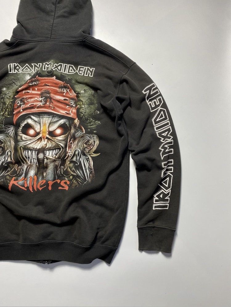 Band Tees × Iron Maiden × Vintage Vintage Iron Maiden distressed sun faded zipper zip hoodie Size US XL / EU 56 / 4 - 5 Thumbnail