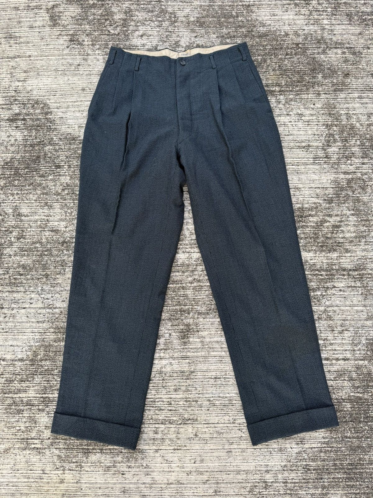 Vintage Vintage 1940s–50s Basket Weave Wool Pleated Trousers Size US 30 / EU 46 - 1 Thumbnail