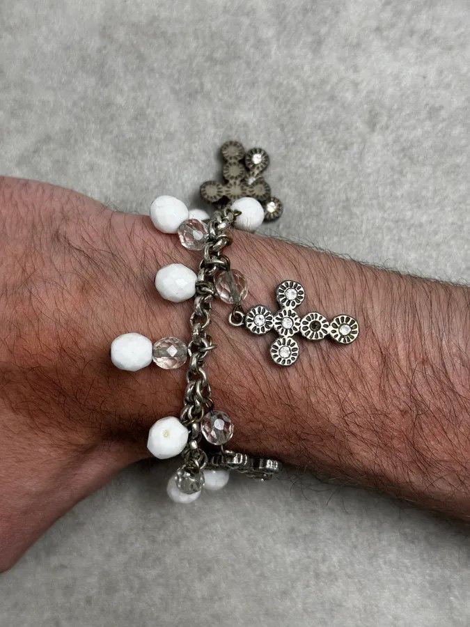 Dolce & Gabbana Dolce & Gabbana Silver Metal Pearl Cross Charm Bracelet Size ONE SIZE - 4 Thumbnail