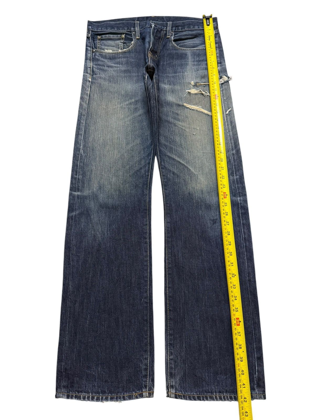 GU Vintage Y2K Japanese GU Faded Wash Distressed Straight Leg Size US 32 / EU 48 - 9 Thumbnail