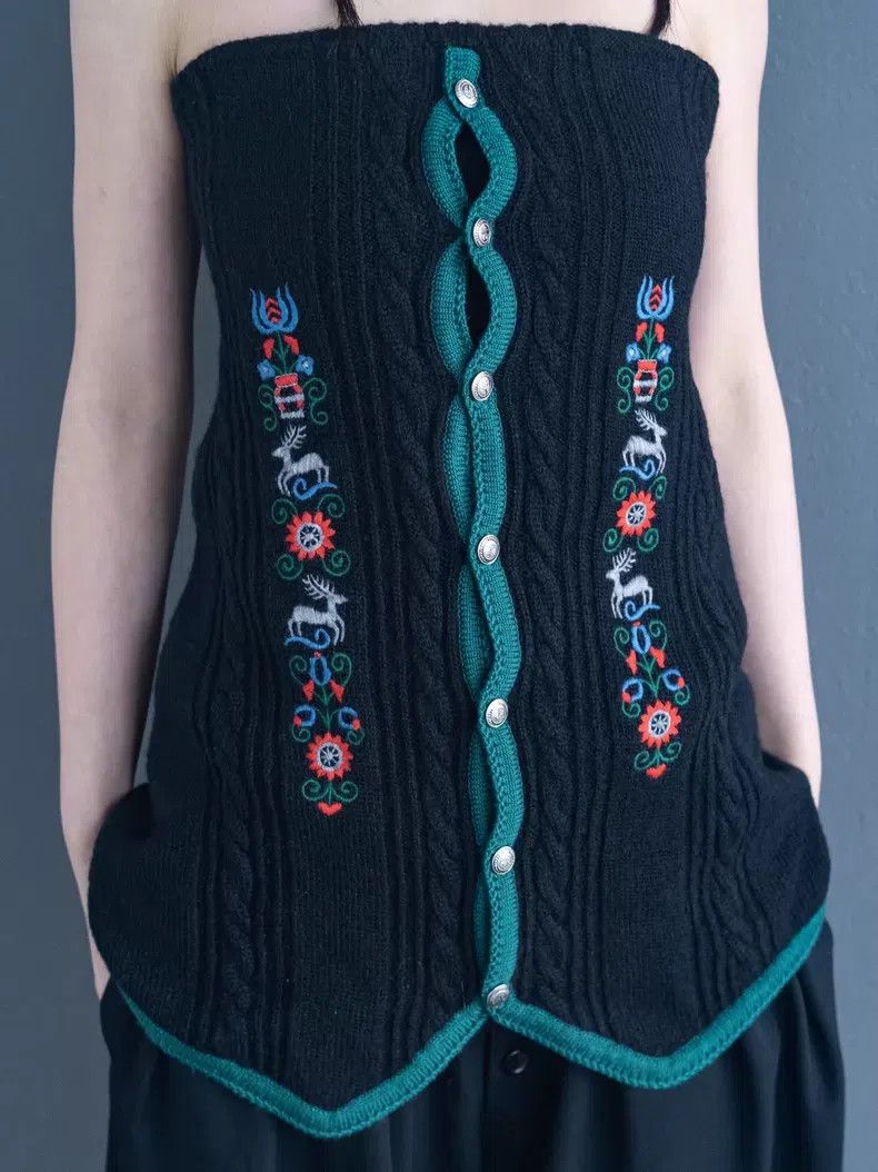 Comme des Garcons Comme Des Garcons size F Ethnic Embroidered Knit Poncho Size XS / US 0-2 / IT 36-38 - 7 Thumbnail