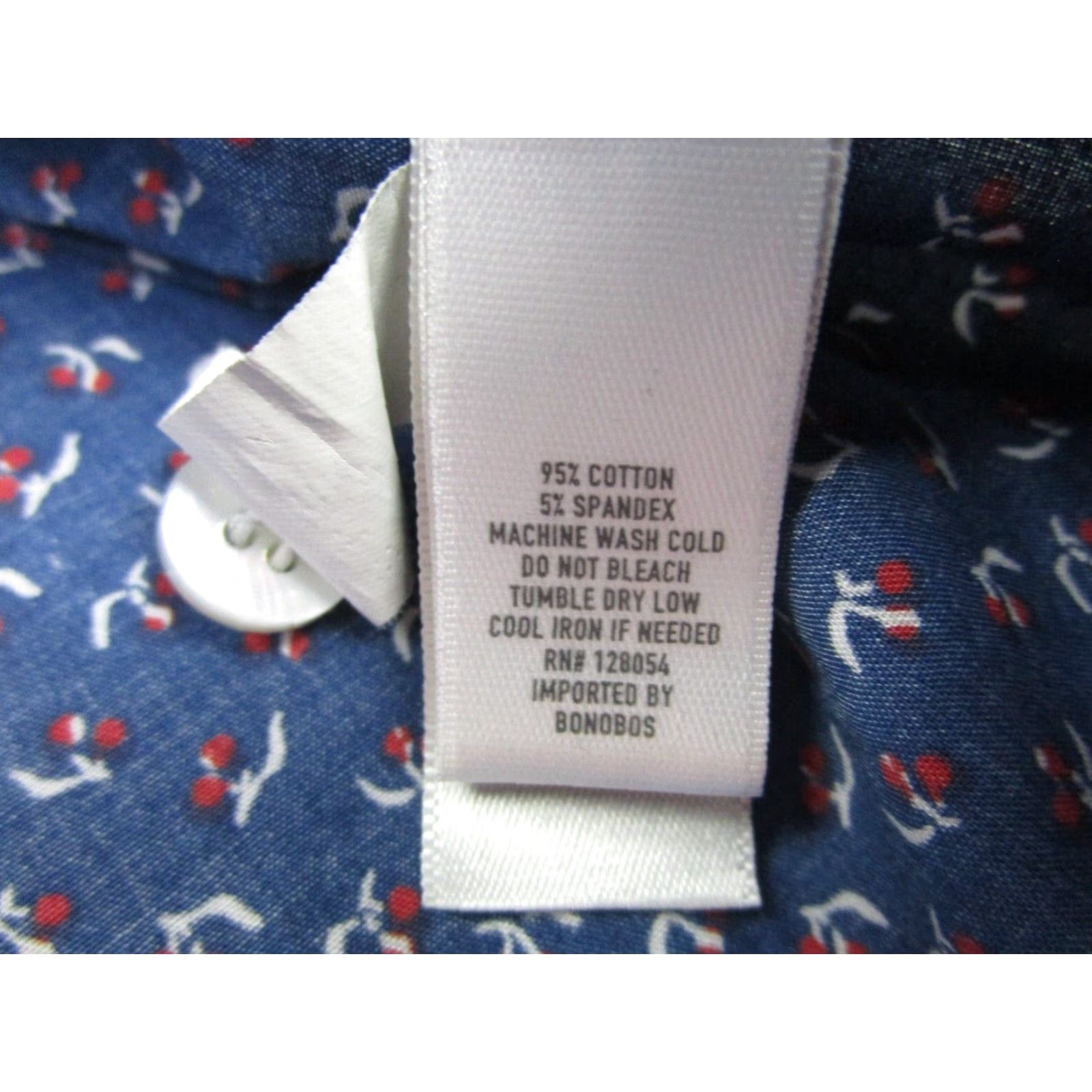 Bonobos VINTAGE Bonobos Men's Dress Shirt 15.5 Blue Red Cherry Polka Dot Casual Slim Button-up Size US M / EU 48-50 / 2 - 6 Thumbnail