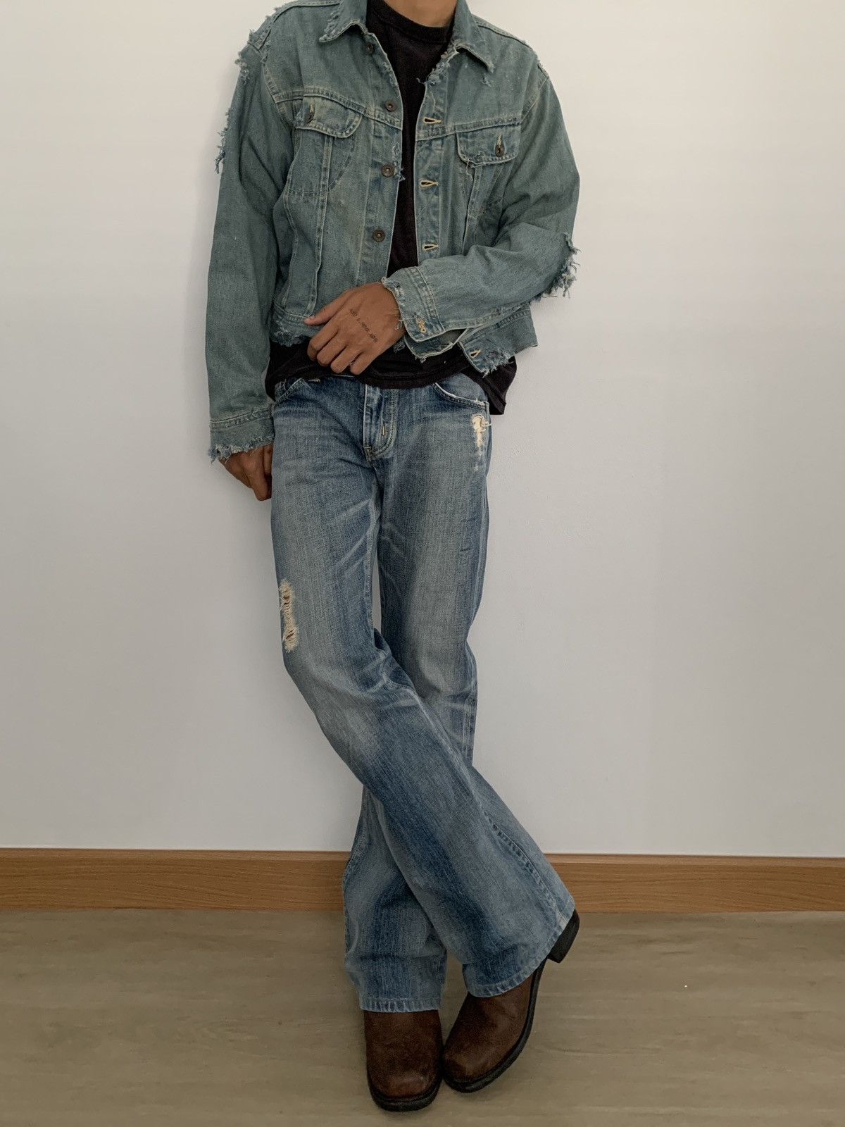 Vintage Vintage 70s Edwin 503 Bootcut/Flared Jeans Distressed Grunge Size US 32 / EU 48 - 1 Thumbnail