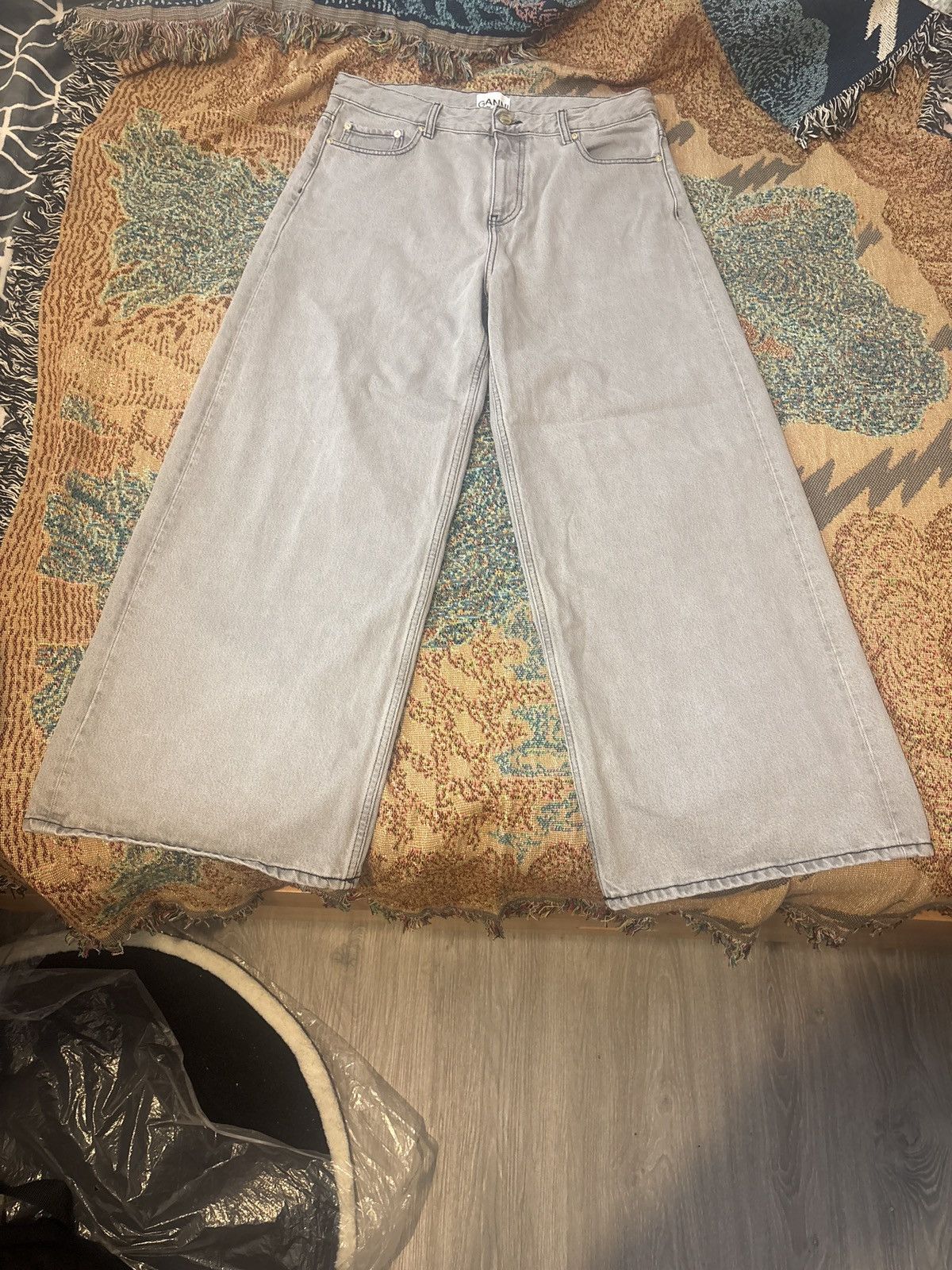 Ganni GANNI Gray Future Denim Wide Jeans Size 34" / US 12 / IT 48 - 4 Thumbnail