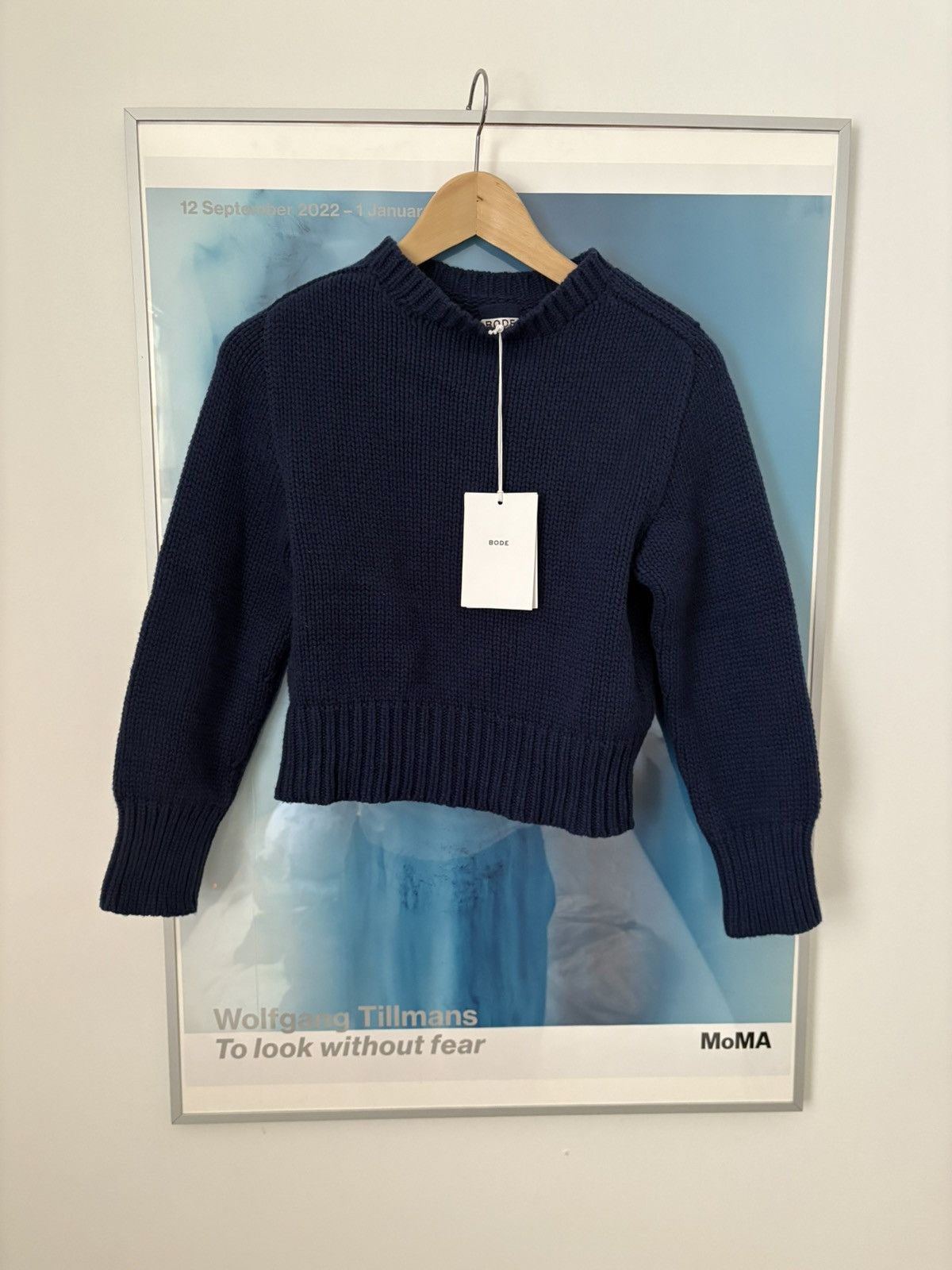 Bode Bode Navy 100% Cashmere Crewneck cropped sweater XS Size XS / US 0-2 / IT 36-38 - 3 Thumbnail