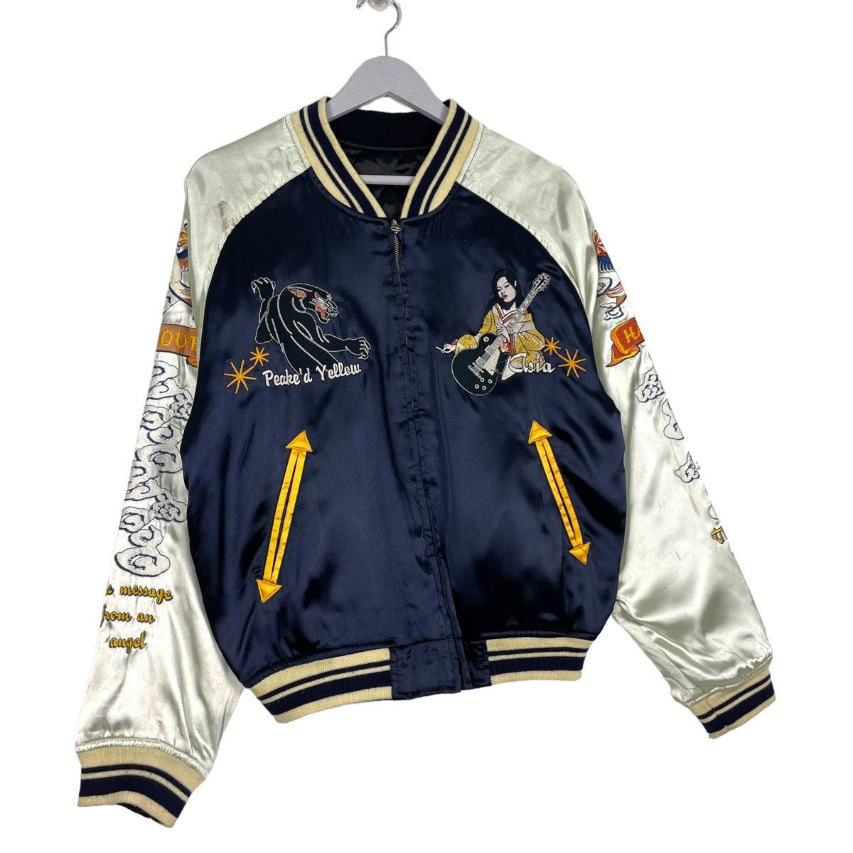 Japanese Brand × Toyo Enterprises 💥PEAKED YELLOW JAPAN SUKAJAN GEISHA EMBROIDERY JACKET Size US L / EU 52-54 / 3 - 5 Thumbnail