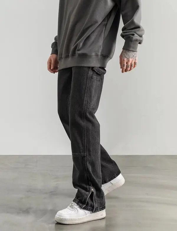Japanese Brand VIBE High street washed vintage zipper slit patchwork jeans Size US 30 / EU 46 - 5 Thumbnail