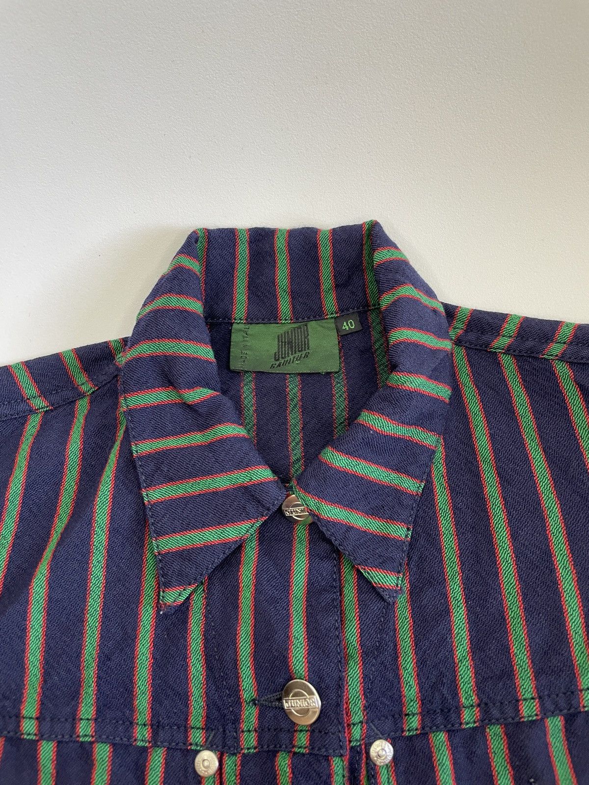 Jean Paul Gaultier × Vintage Junior Gaultier Vintage Striped Cropped Wool Jacket Size S / US 4 / IT 40 - 4 Thumbnail