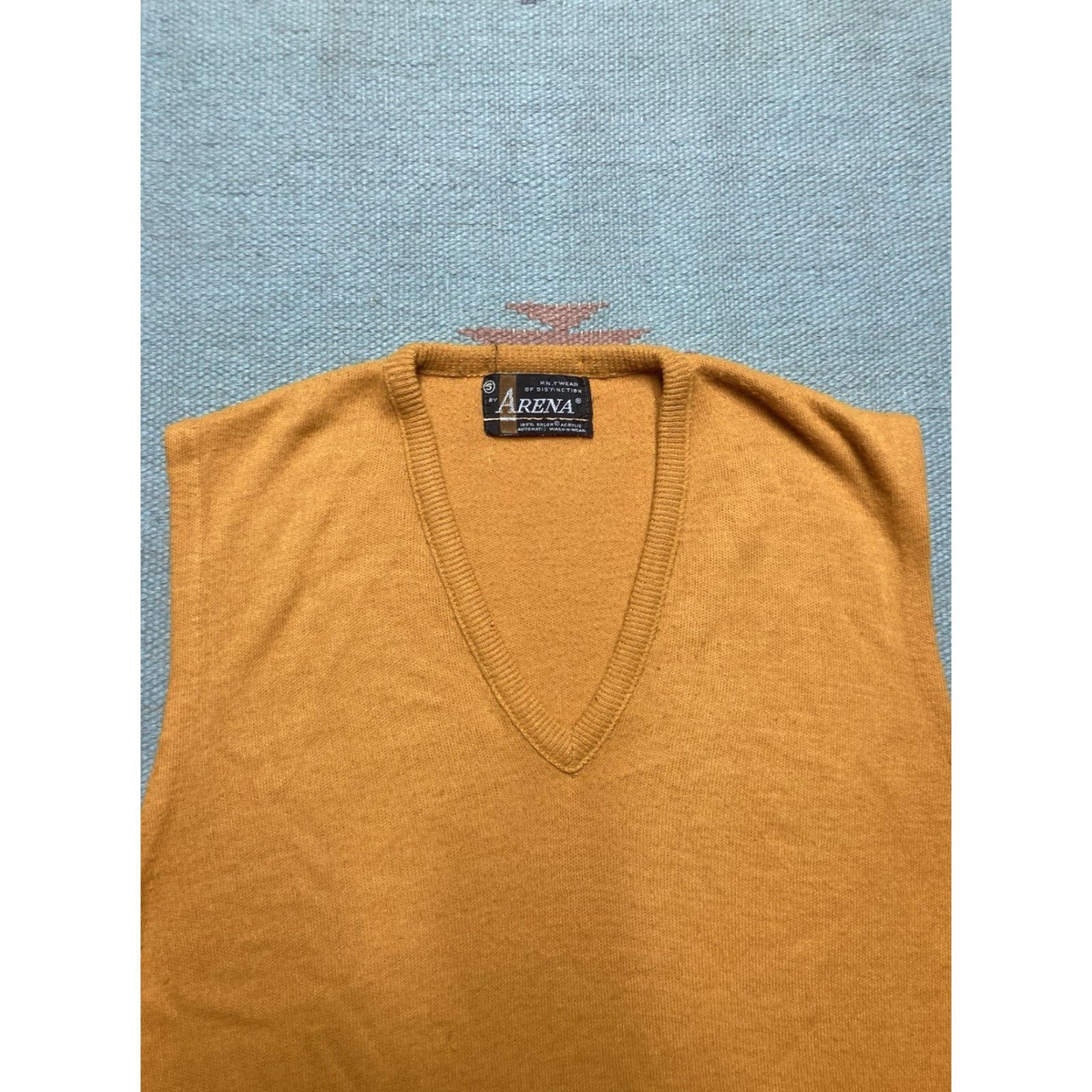 Vintage VINTAGE 1960s acrylic knit sweater vest yellow v neck pullover men’s small Size US S / EU 44-46 / 1 - 3 Thumbnail