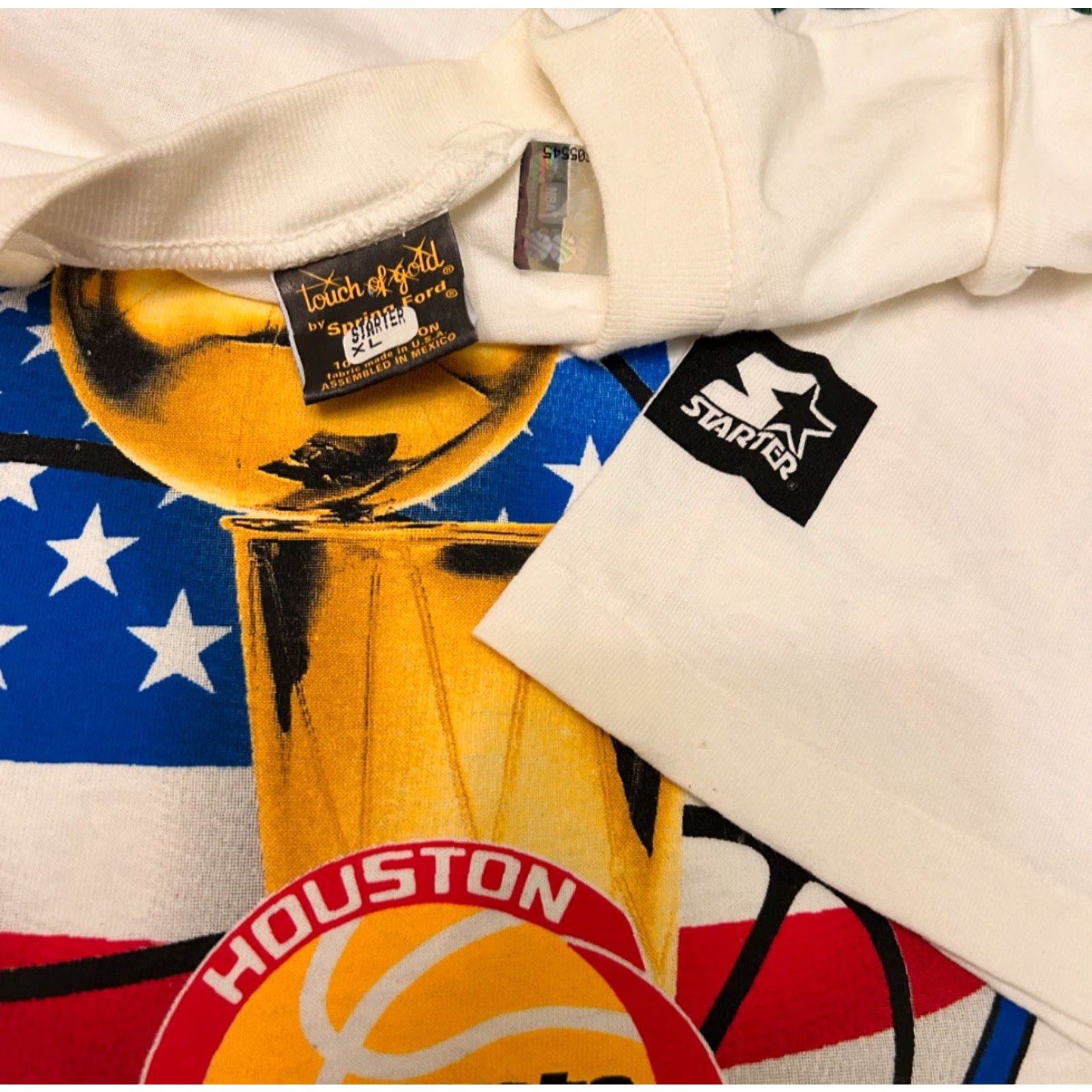 Starter VINTAGE Houston Rockets NBA Back 2 Back World Champions 1995 VTG Shirt XL White Men XL 90s USA Sports Nike? Size US XL / EU 56 / 4 - 2 Thumbnail