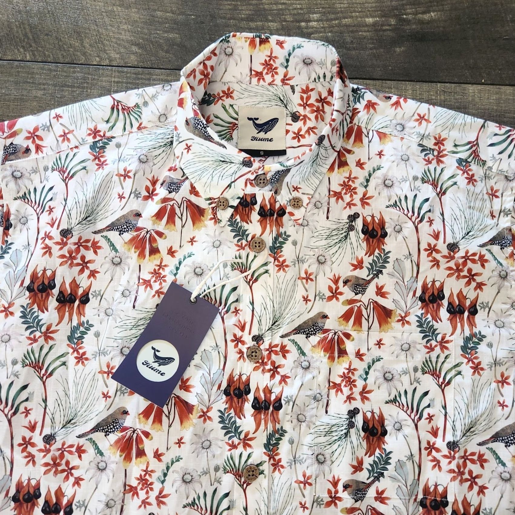 Vintage Yiume Hawaiian Shirt Mens Small Floral Bird AOP Cotton New Size US S / EU 44-46 / 1 - 4 Thumbnail