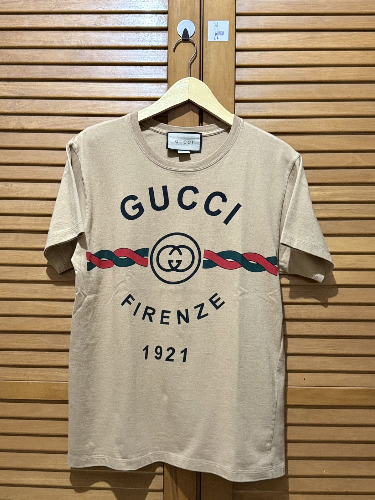 Gucci Gucci Firenze Double G Logo Tee Beige Size US XS / EU 42 / 0 - 1 Thumbnail