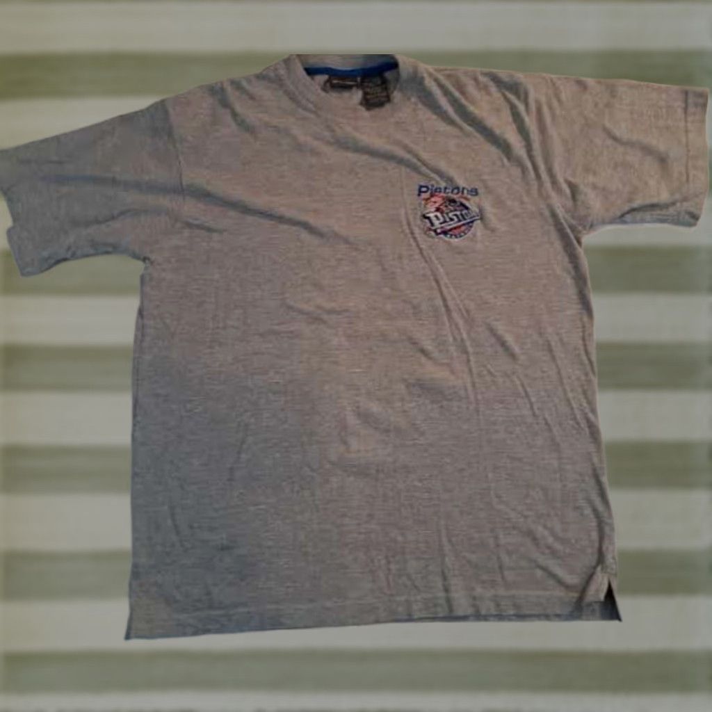 Vintage Detroit Pistons T-Shirt Gray Medium Pro-Edge Mens Short Sleeve Sports Size US M / EU 48-50 / 2 - 1 Thumbnail