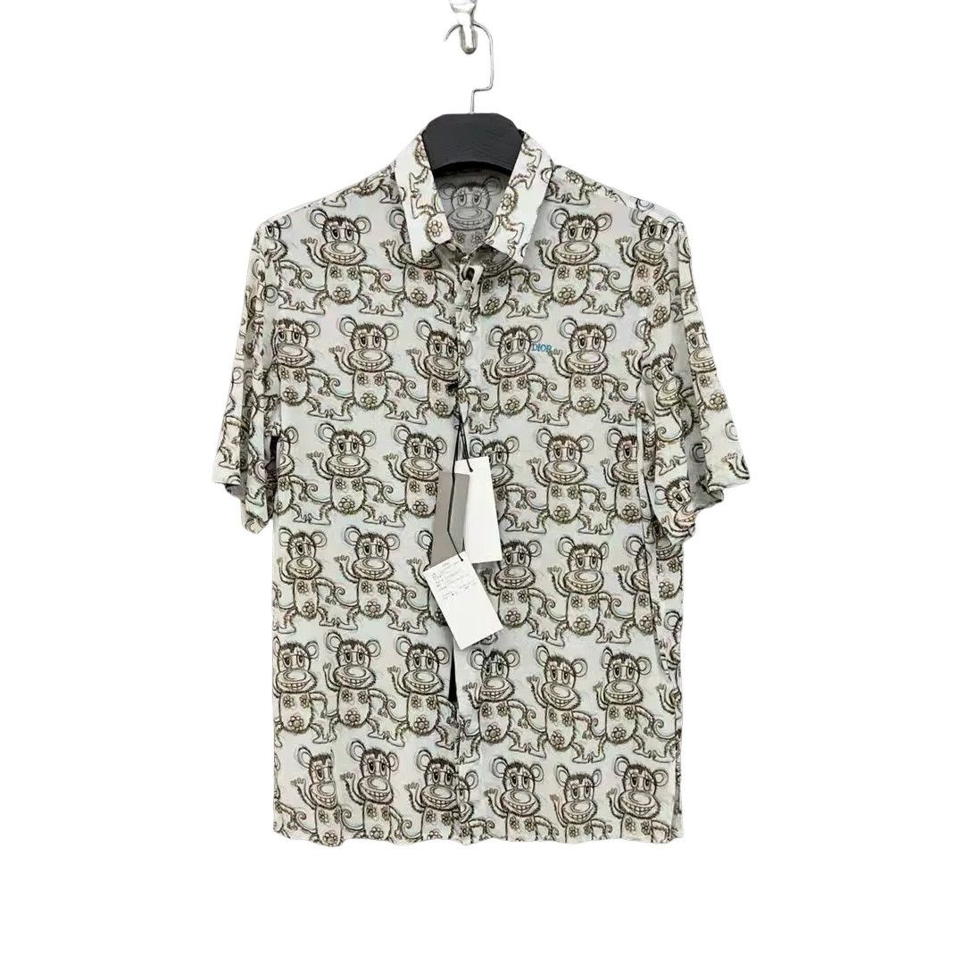 Dior Dior x Kenny Scharf Monkey Print Short Sleeve Shirt 39 Size US M / EU 48-50 / 2 - 1 Thumbnail