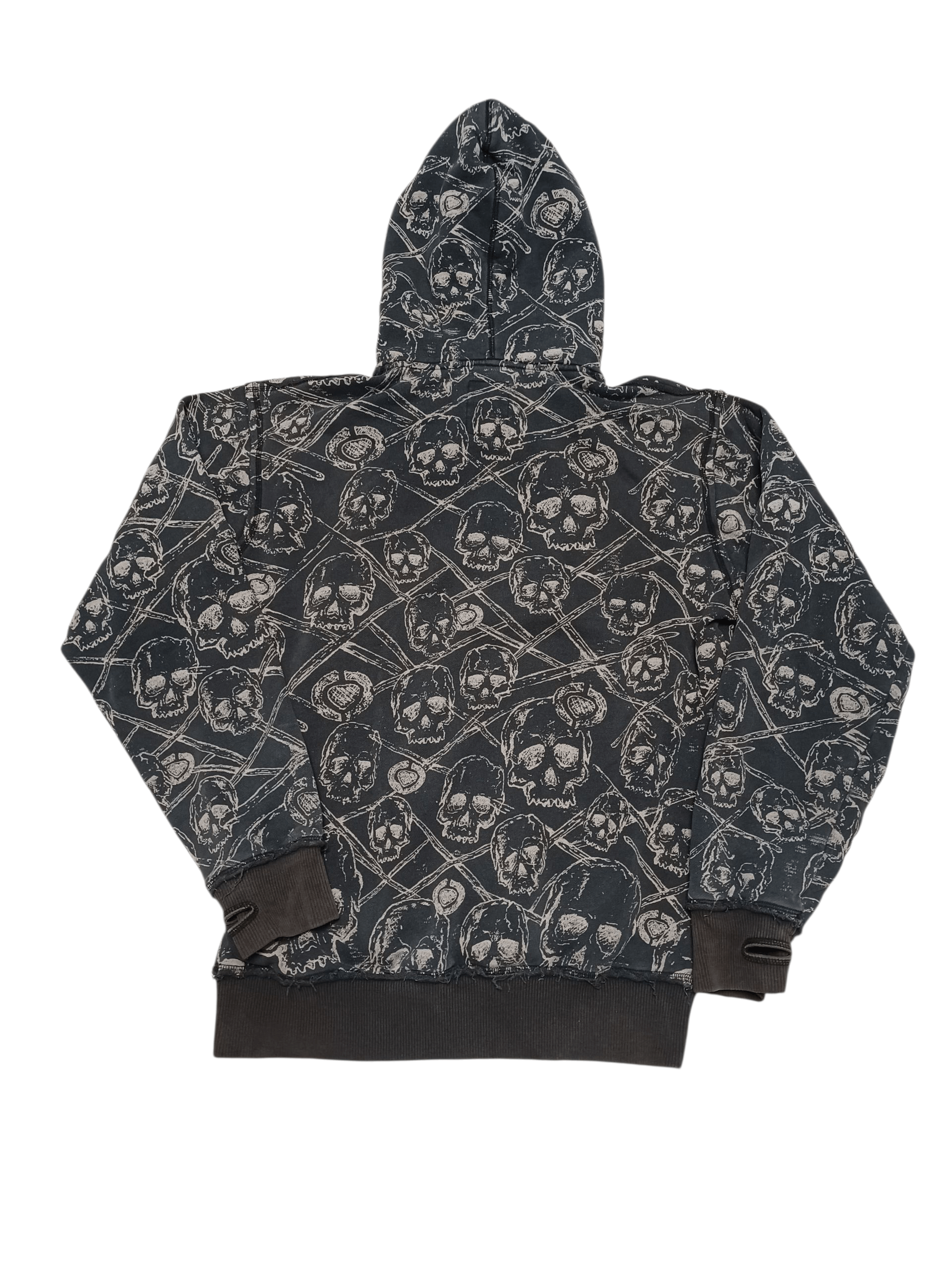 CIRCA VINTAGE SKULLS PRINT ALL OVER ME SK8 FIRE ZIP HOODIE
