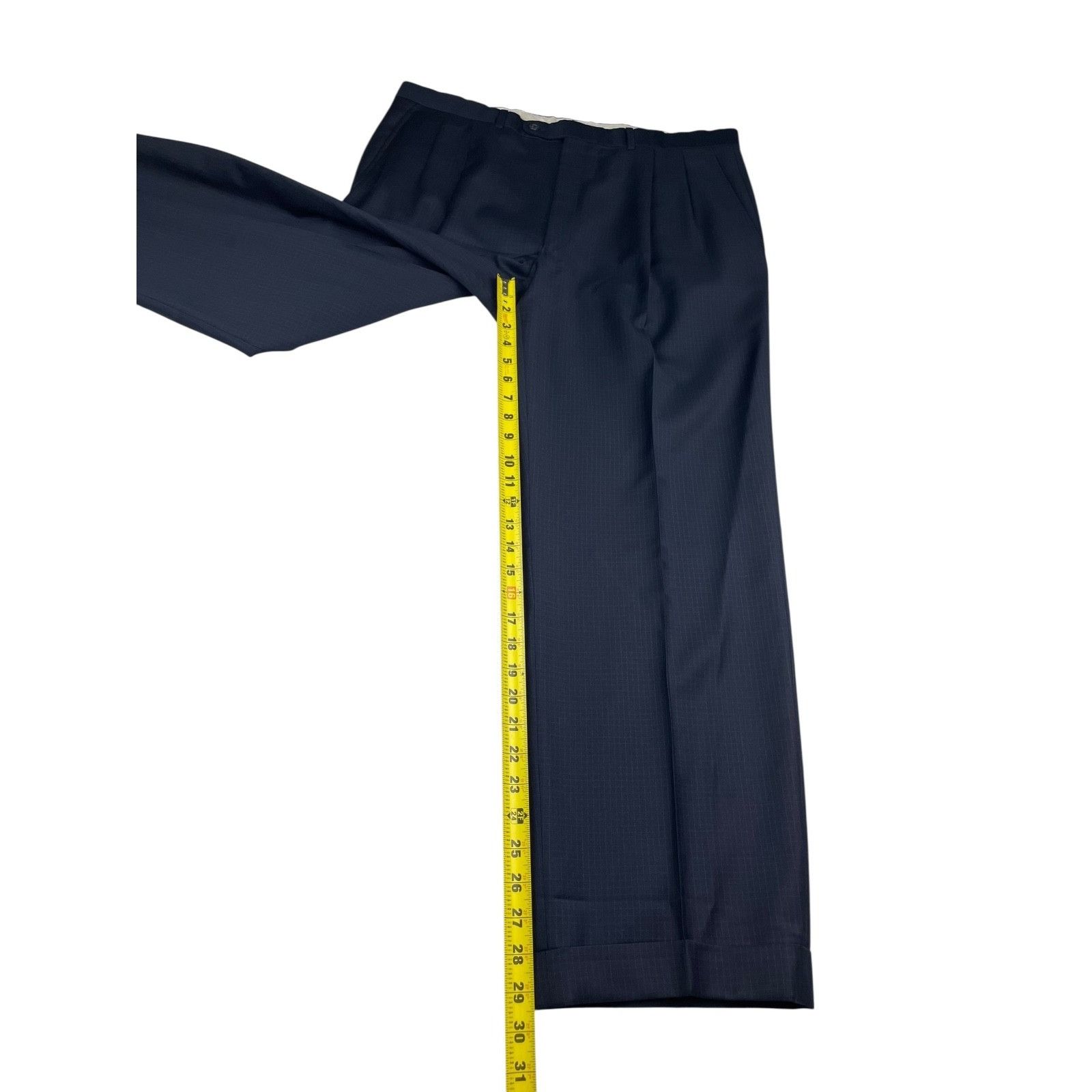 Jack Victor Jack Victor Men’s 100% Wool 3-Button Suit Navy Blue Check • Size 42L - 12 Thumbnail